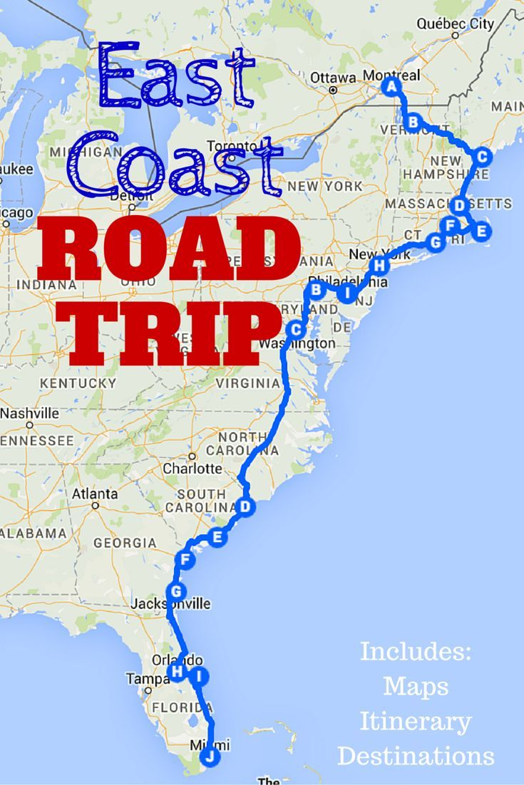 The Best Ever East Coast Road Trip Itinerary | Road Trip Tips - Florida Road Trip Map