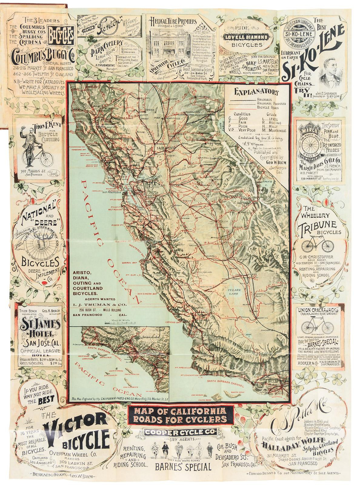 The Cyclers&amp;#039; Guide And Road Book Of California: Containing Map Of - California Road Map Book