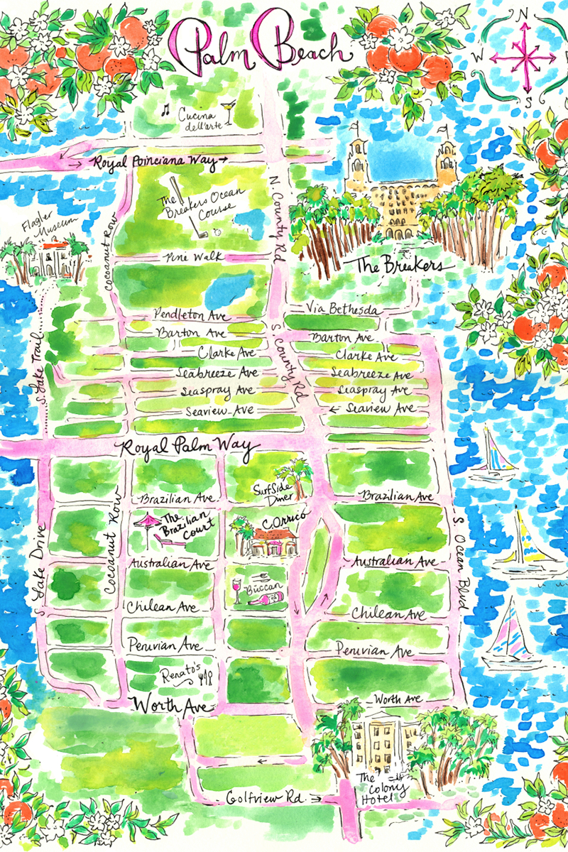 The Lilly Pulitzer Guide To Palm Beach | Travel Chic | Pinterest - Palm Beach Florida Map