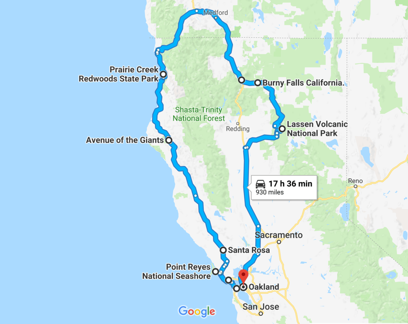 The Perfect Northern California Road Trip Itinerary | Travel - Northern California Road Trip Map