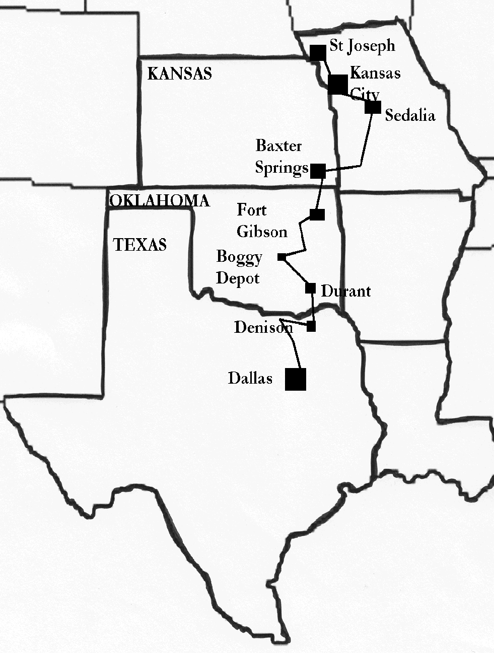 The Shawnee Trail - Texas Forts Trail Map