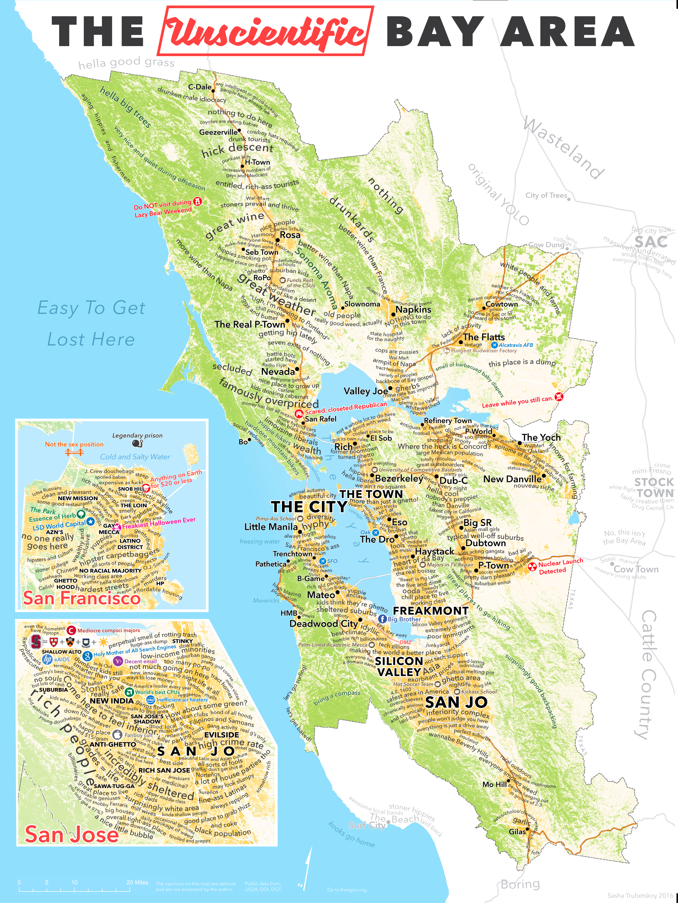 The Unscientific Bay Area – Sasha Trubetskoy - Printable Map Of San Francisco Bay Area