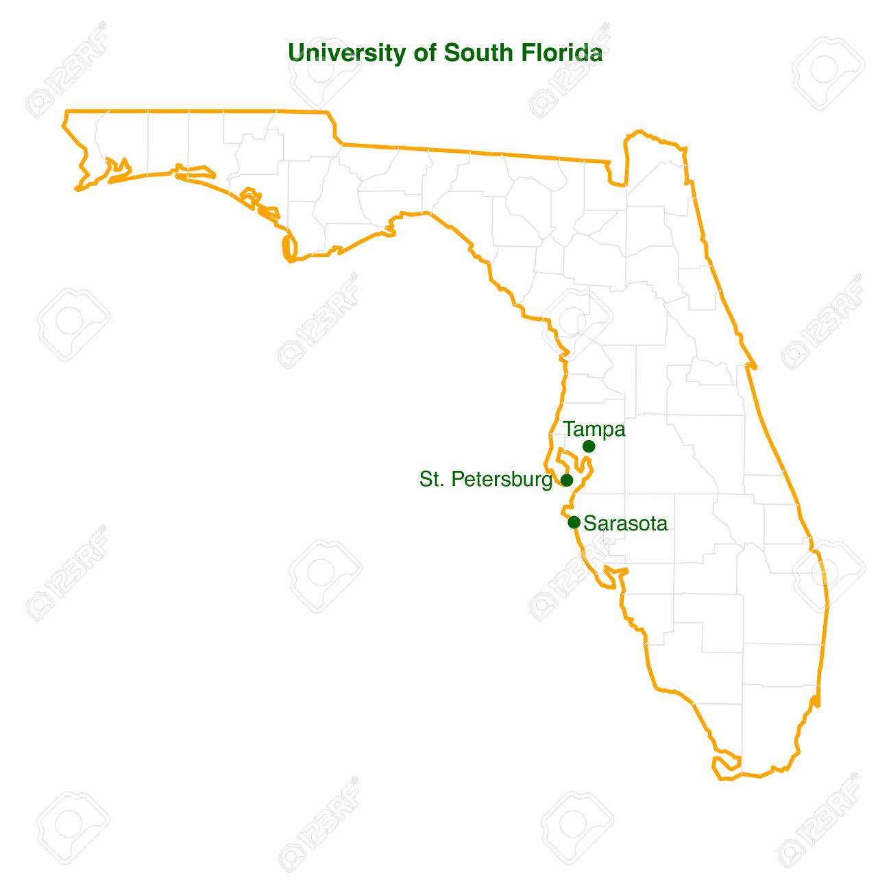 The Vector Map Of The University Of South Florida Usf Three - Tampa St Petersburg Map Florida