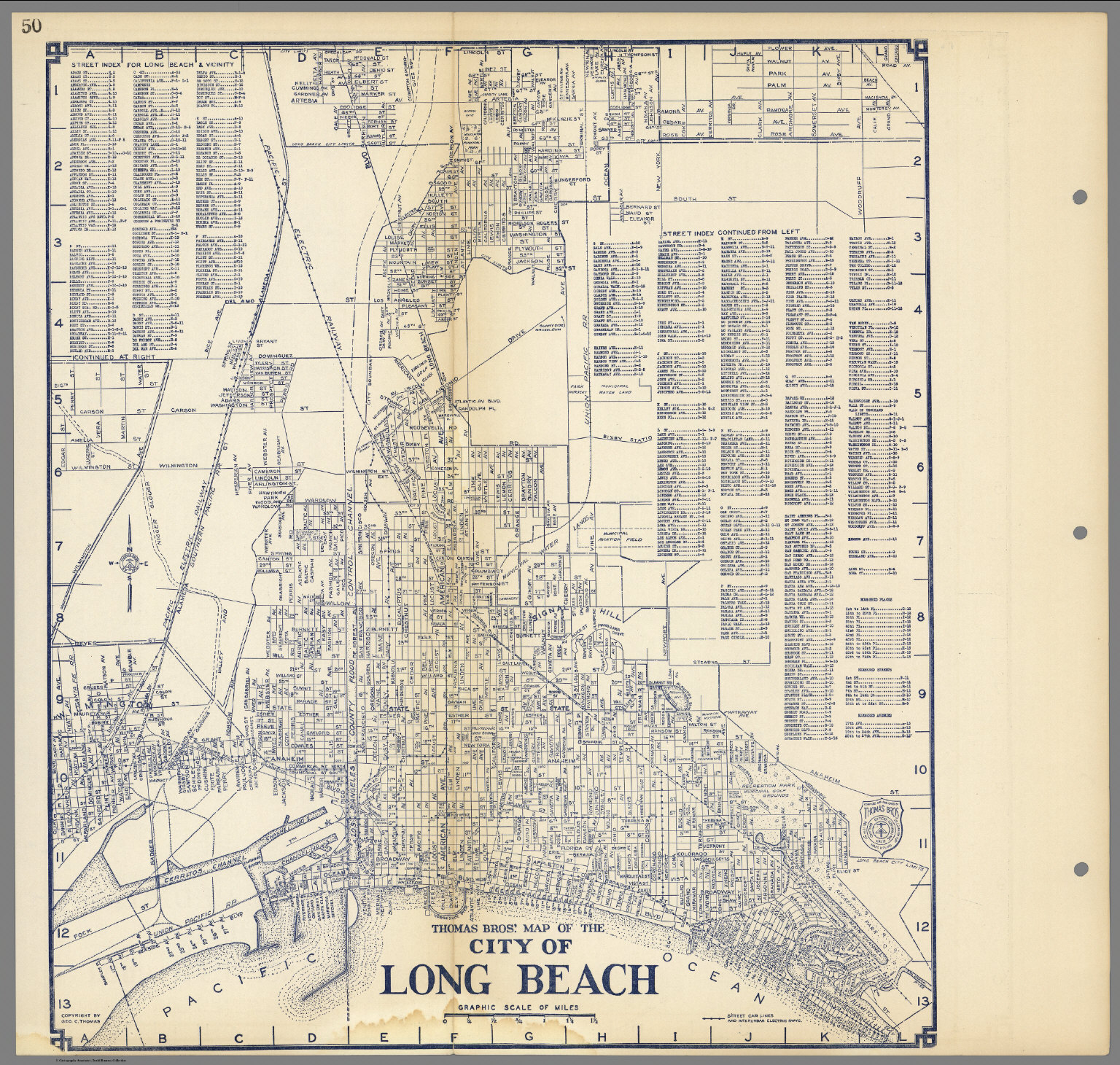 Thomas Bros&amp;#039;. Map Of The City Of Long Beach, California. - David - Thomas Bros Maps California