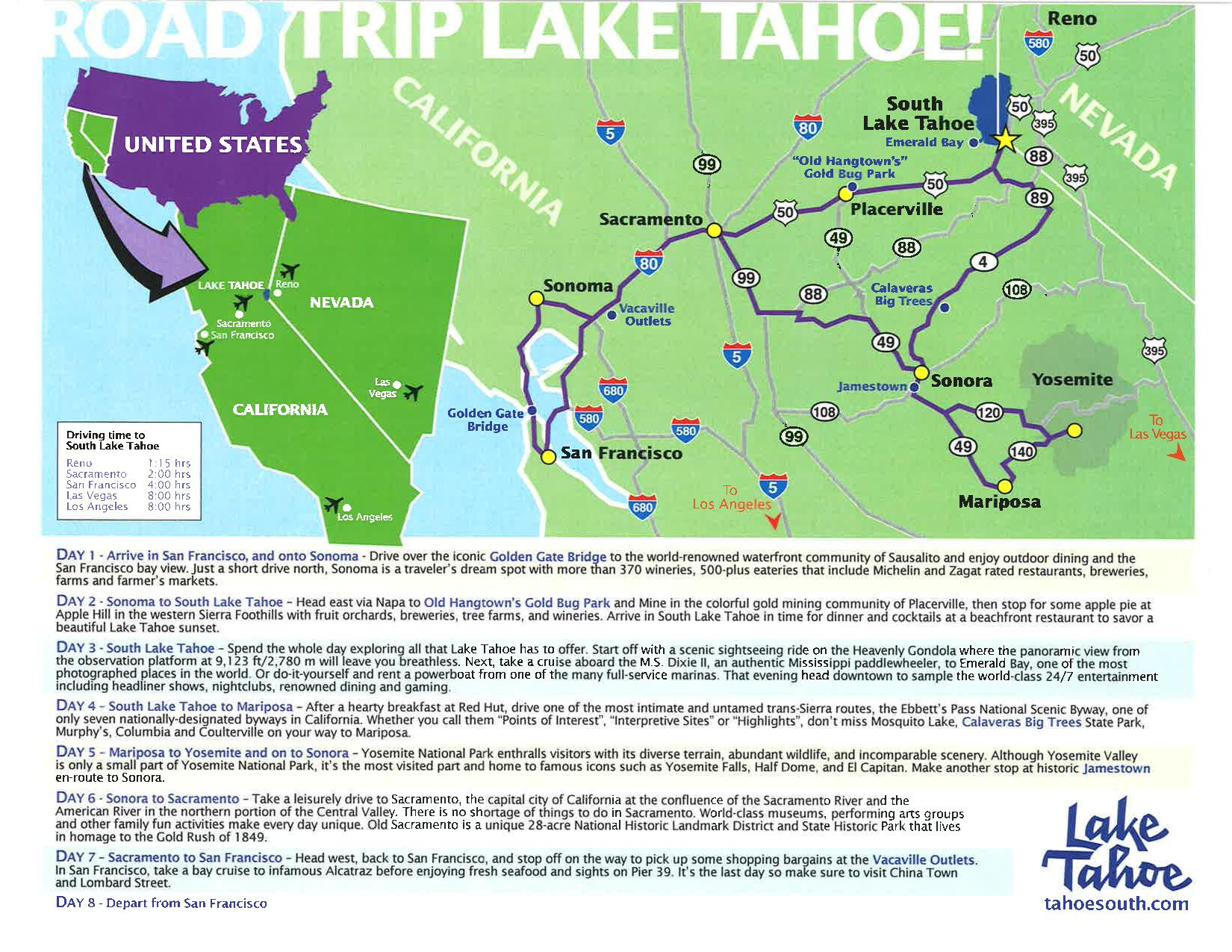 Tool Kit - Lake Tahoe Visitors Authority - South Lake Tahoe California Map