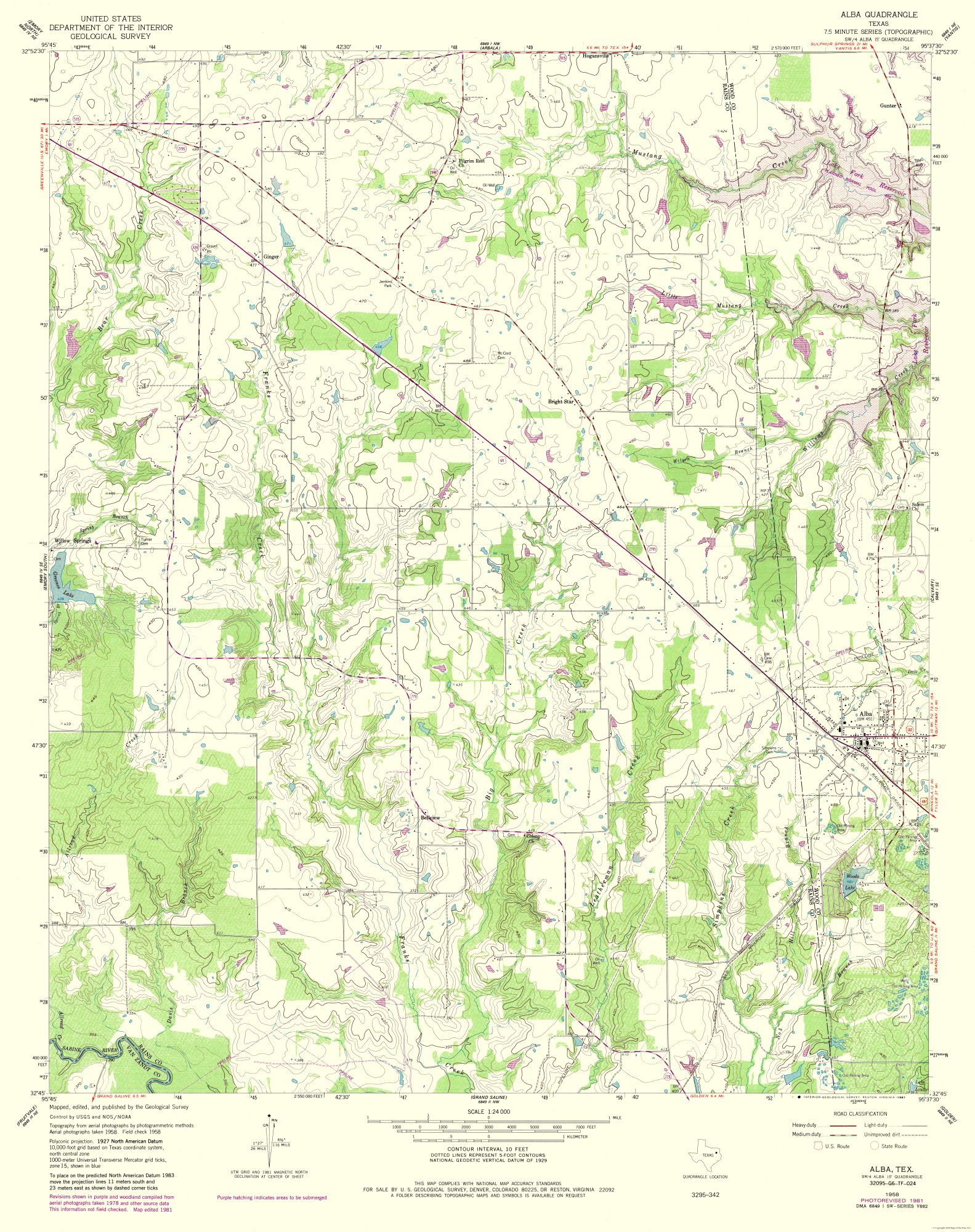 Topographic Map - Alba Texas Quad - Usgs 1958 - 23 X 29.06 - Walmart - Alba Texas Map