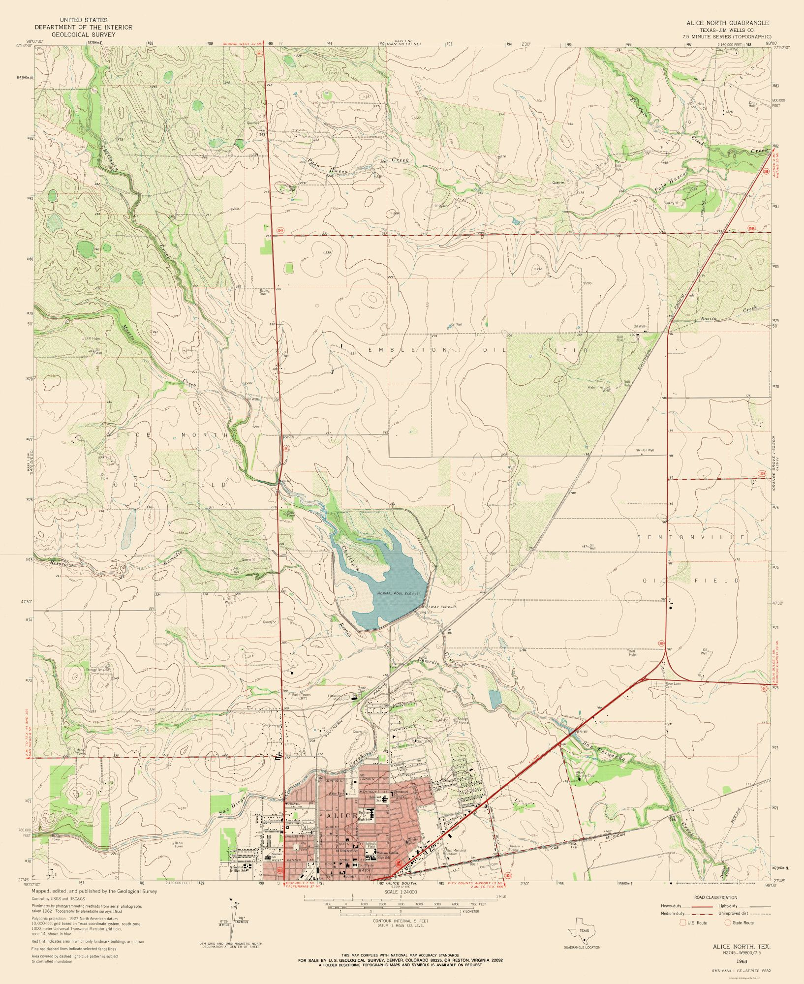 Topographic Map - North Alice Texas Quad - Usgs 1963 - 23 X 28.16 - Alice Texas Map