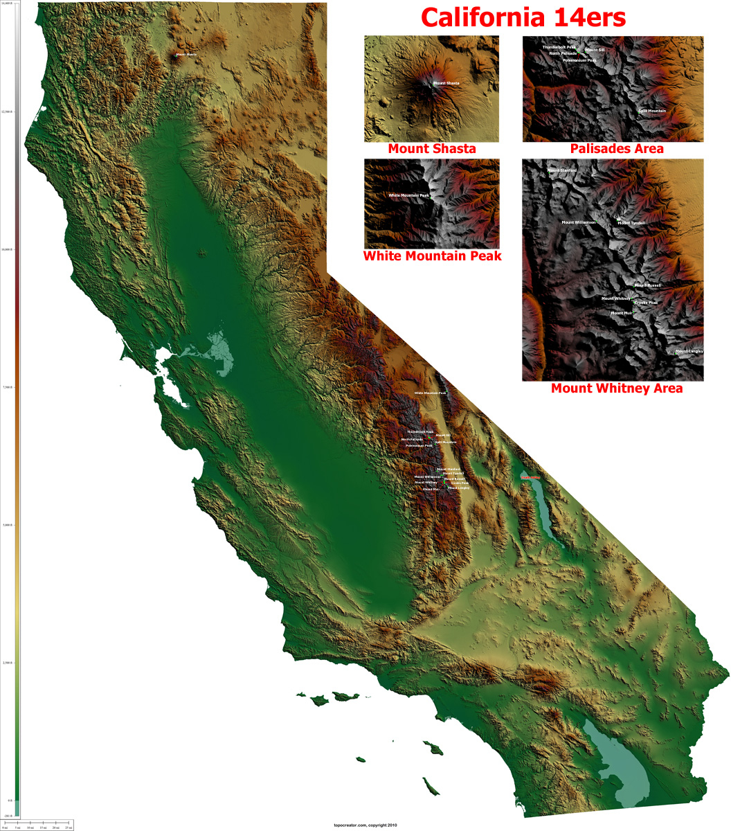 Topographic Maps California - Klipy - California Topographic Map Elevations