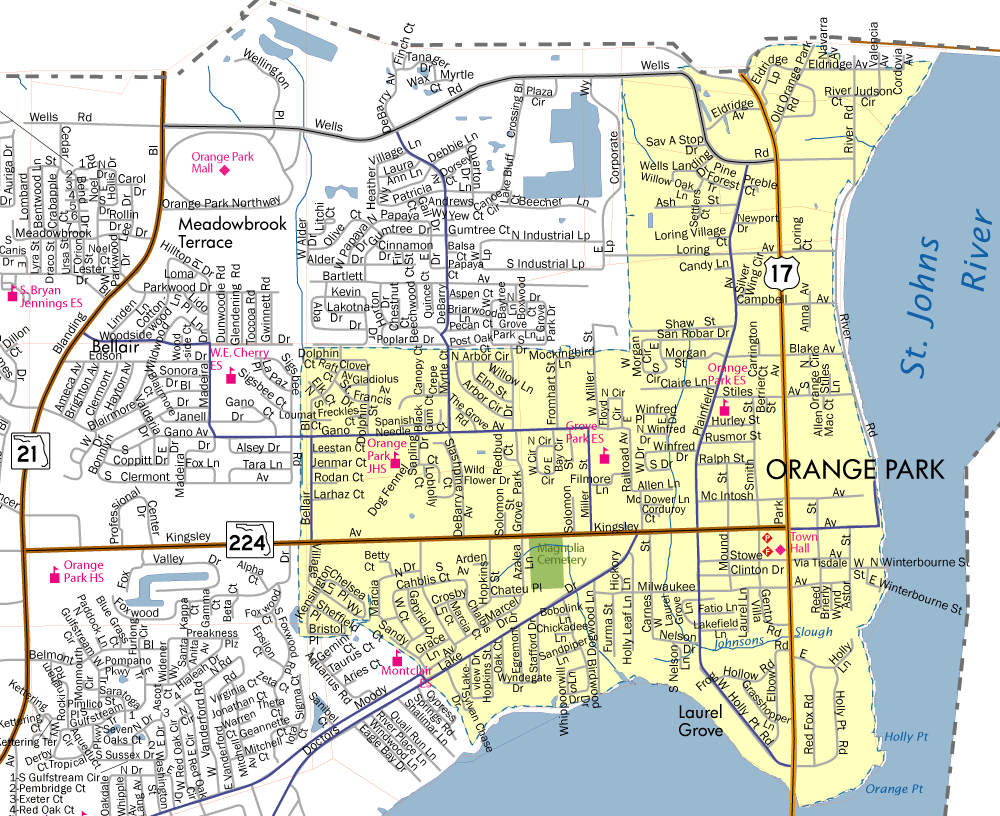 Town Limits &amp;amp; Map - Town Of Orange Park - Lake City Florida Map