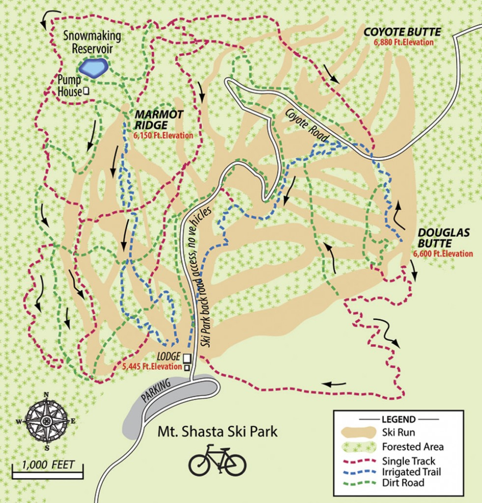 Trail Map – Mt. Shasta Ski Park - Mount Shasta California Map