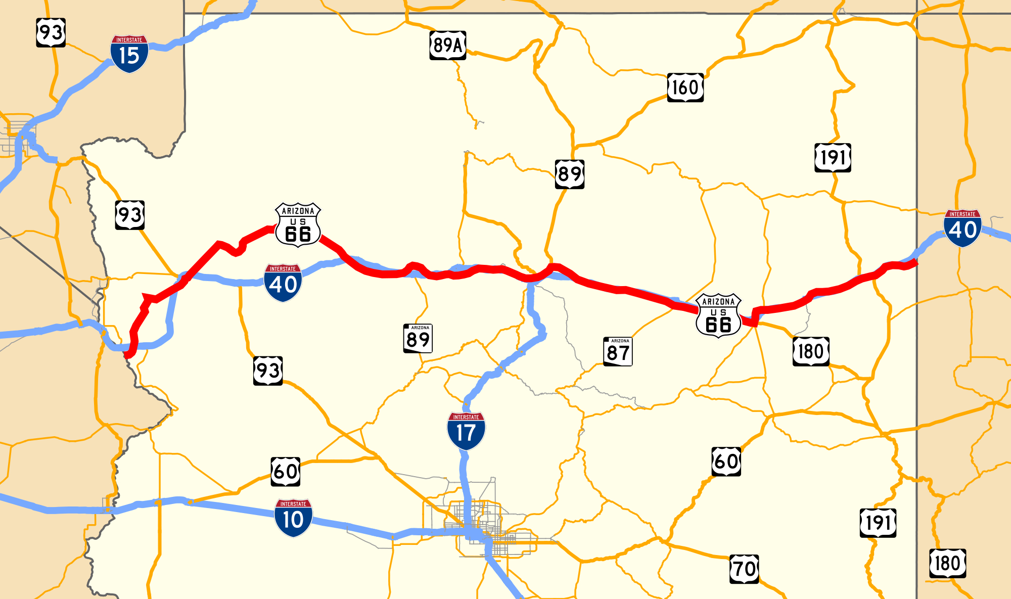 U.s. Route 66 In Arizona - Wikipedia - Route 66 Texas Map