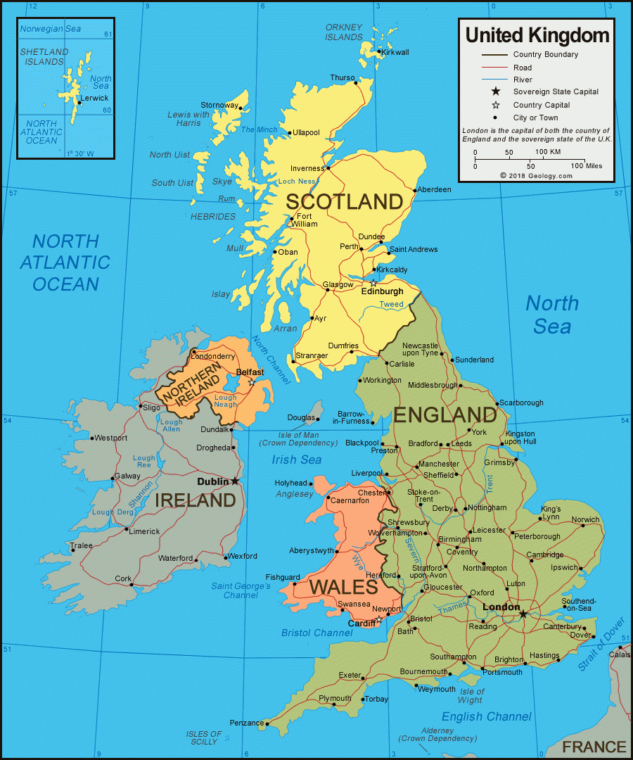 United Kingdom Map | England, Scotland, Northern Ireland, Wales - Dundee Florida Map