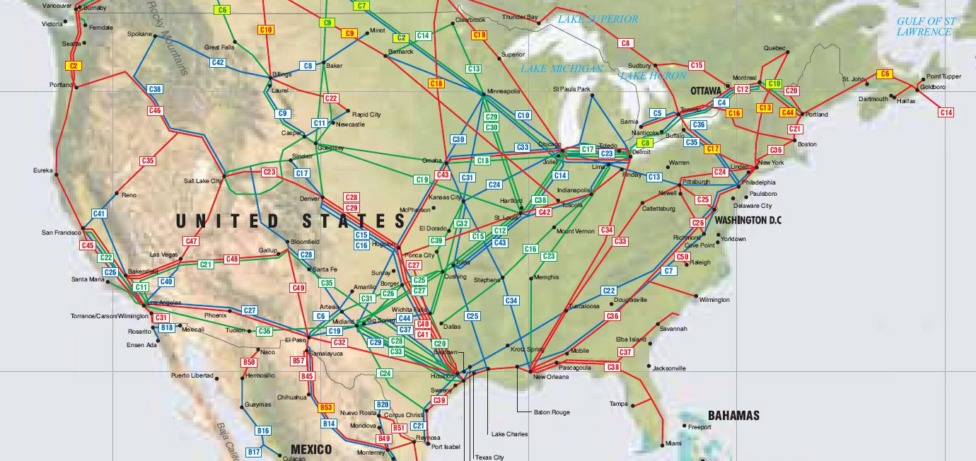 United States Pipelines Map - Crude Oil (Petroleum) Pipelines - Texas Pipeline Map