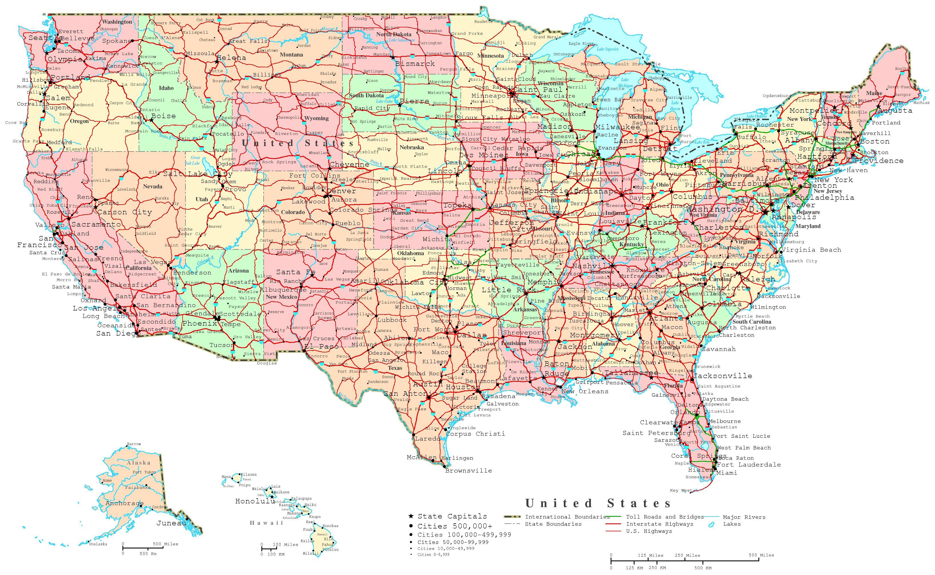 United States Printable Map - Printable Map Of The Usa With States And Cities