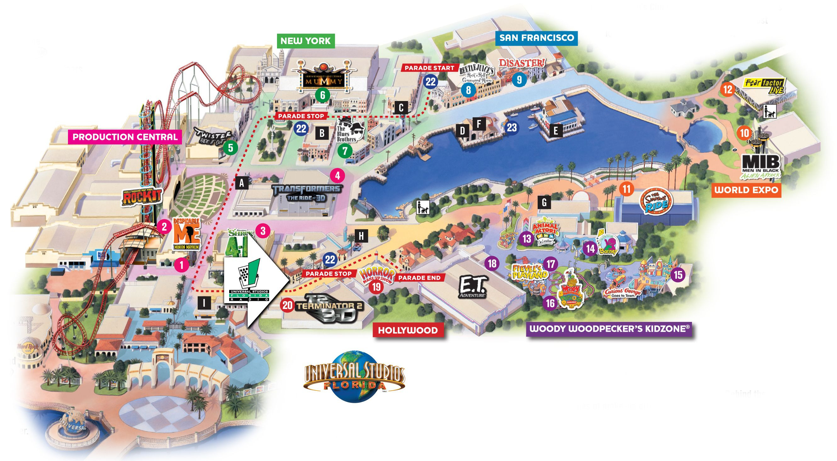 Universal Studios California Park Map Updated Universal Studios - Universal Parks Florida Map
