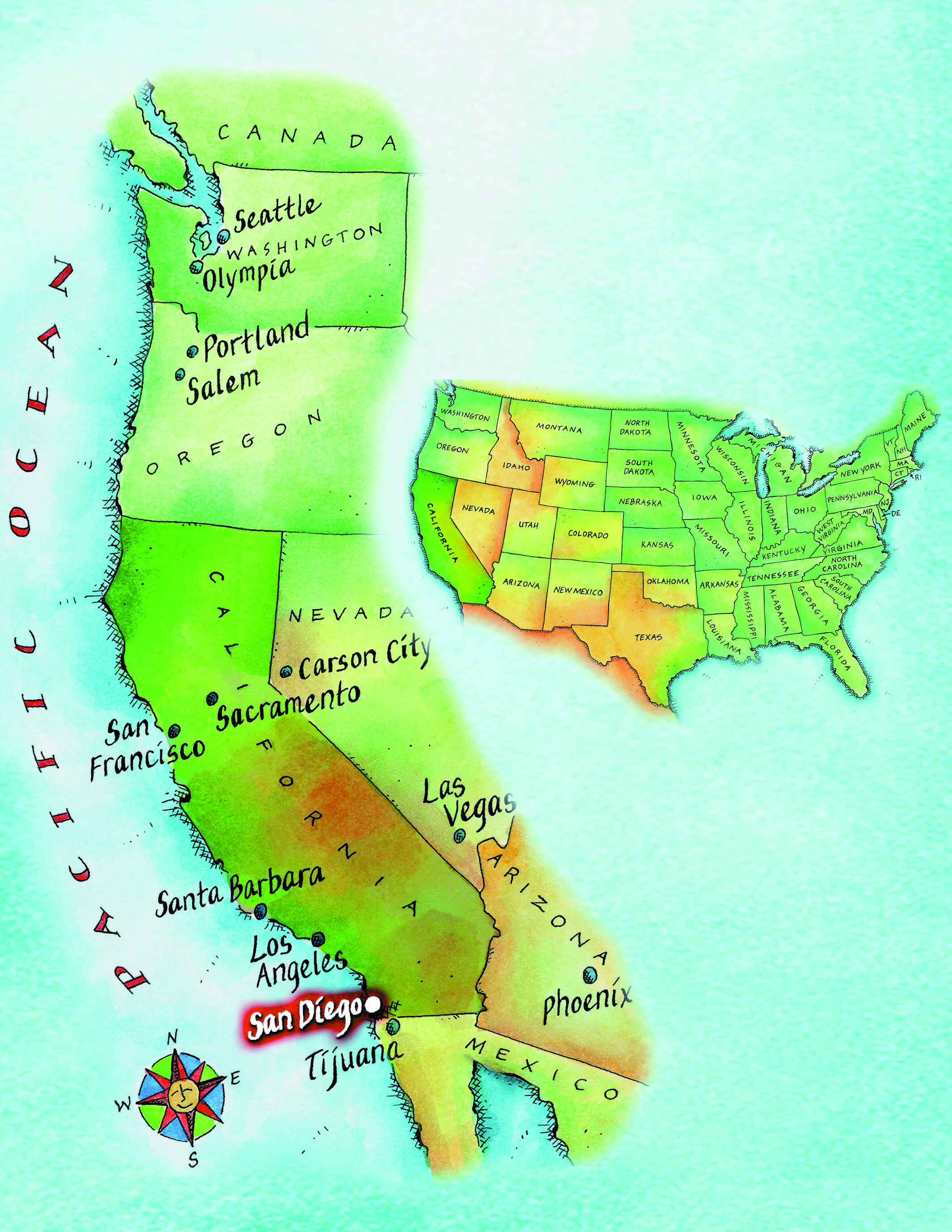 Us Map Hd Map Of San Diego On Map Of California - Klipy - San Diego On A Map Of California