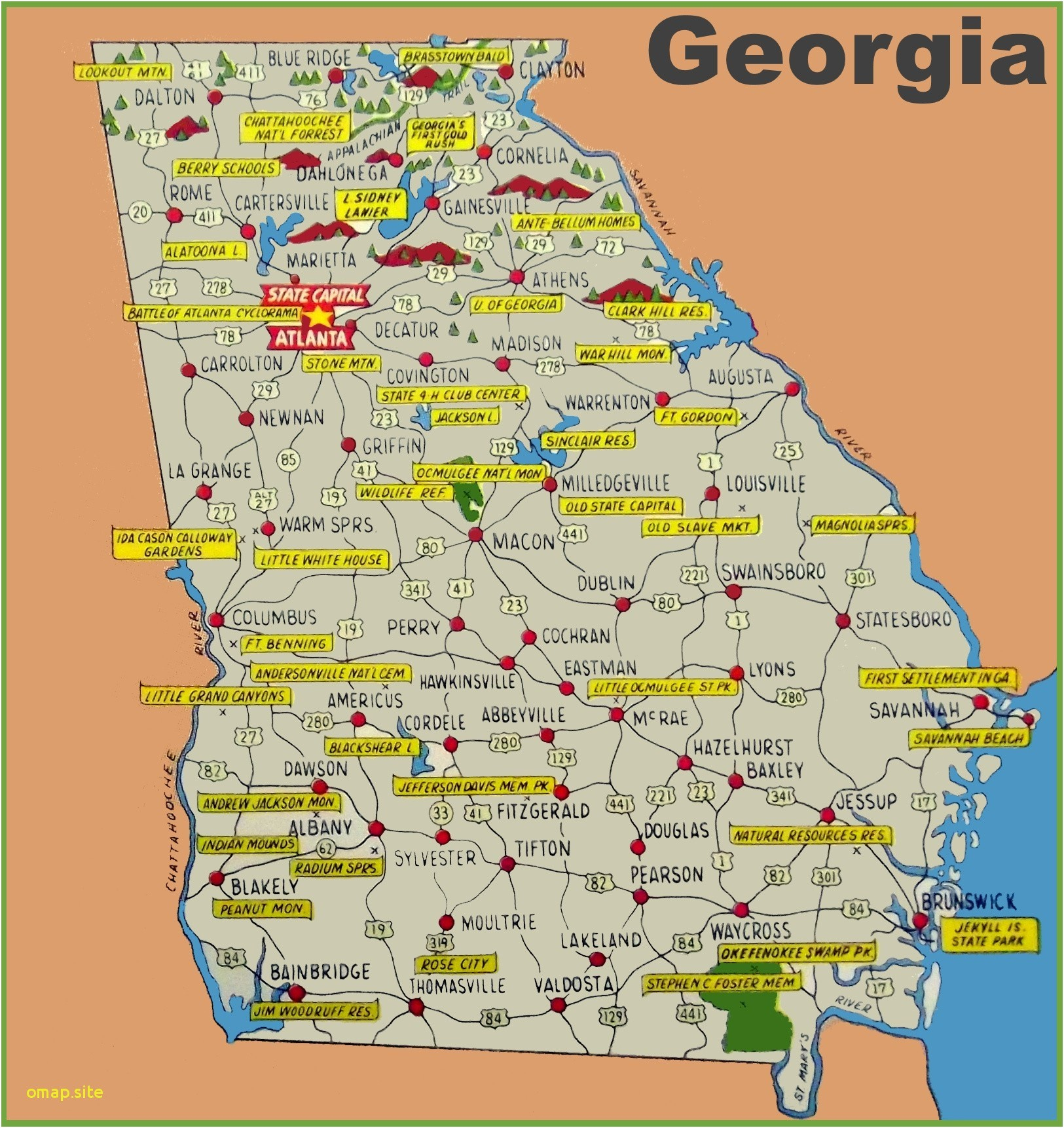 Us Map Macon Georgia New United States Map With Georgia Highlighted - Map Of Georgia And Florida