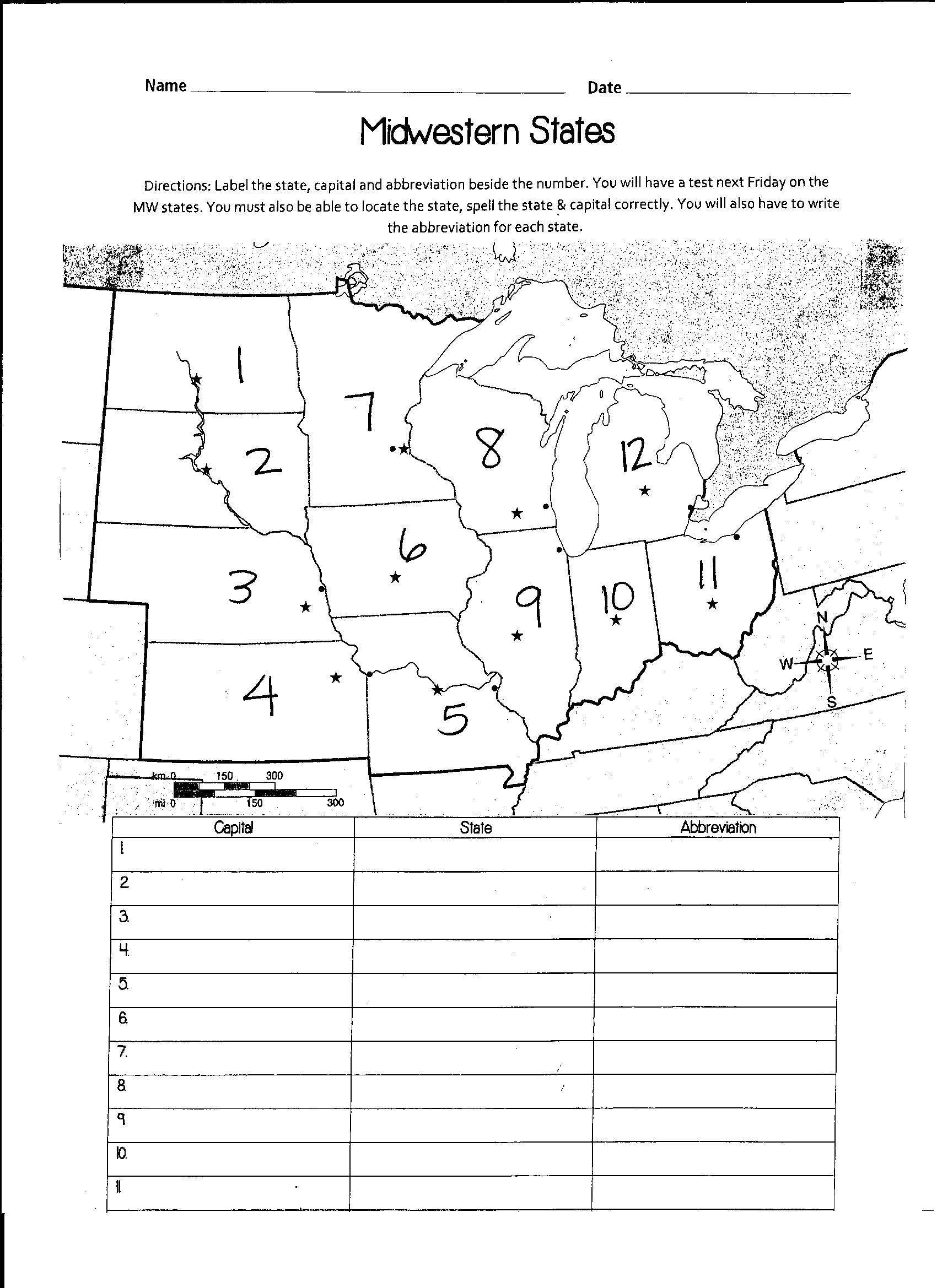 Us Midwest Region Map Blank Labelmidwest.gif Awesome Midwest Region - States And Capitals Map Quiz Printable