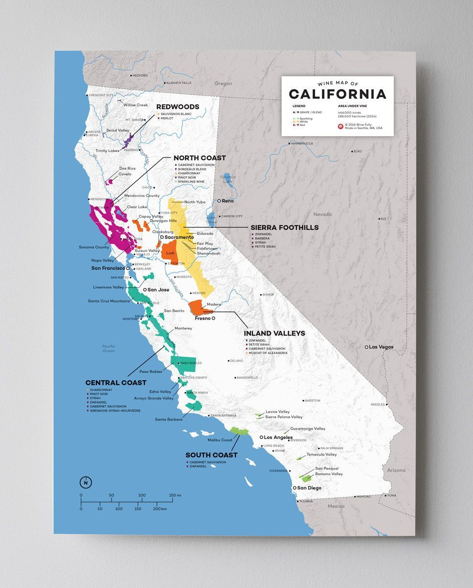 Usa: California Wine Map | Wine Maps | Wine Folly, California Wine, Wine - California Wine Appellation Map
