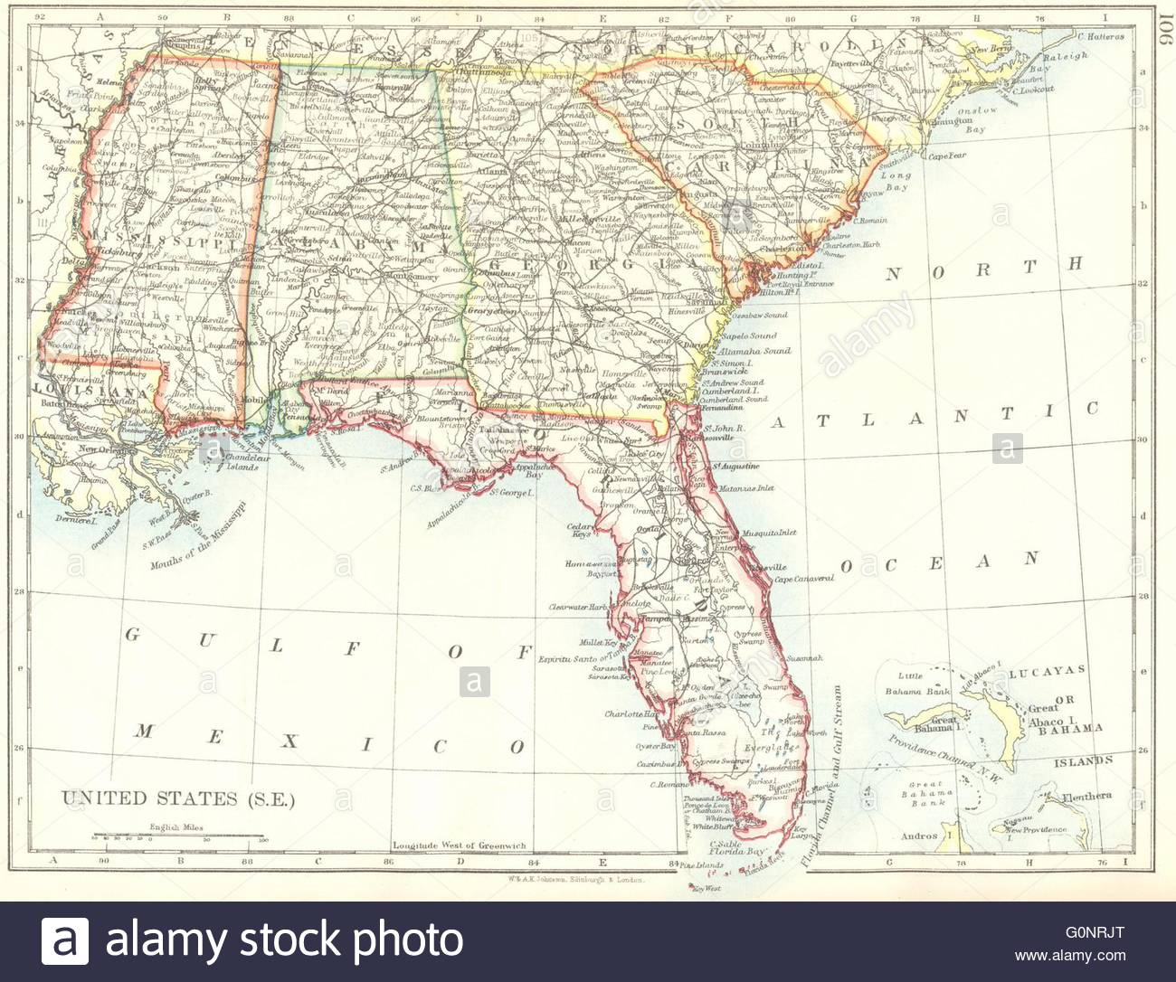 Usa Deep South. Florida South Carolina Georgia Alabama Mississippi - Mississippi Florida Map