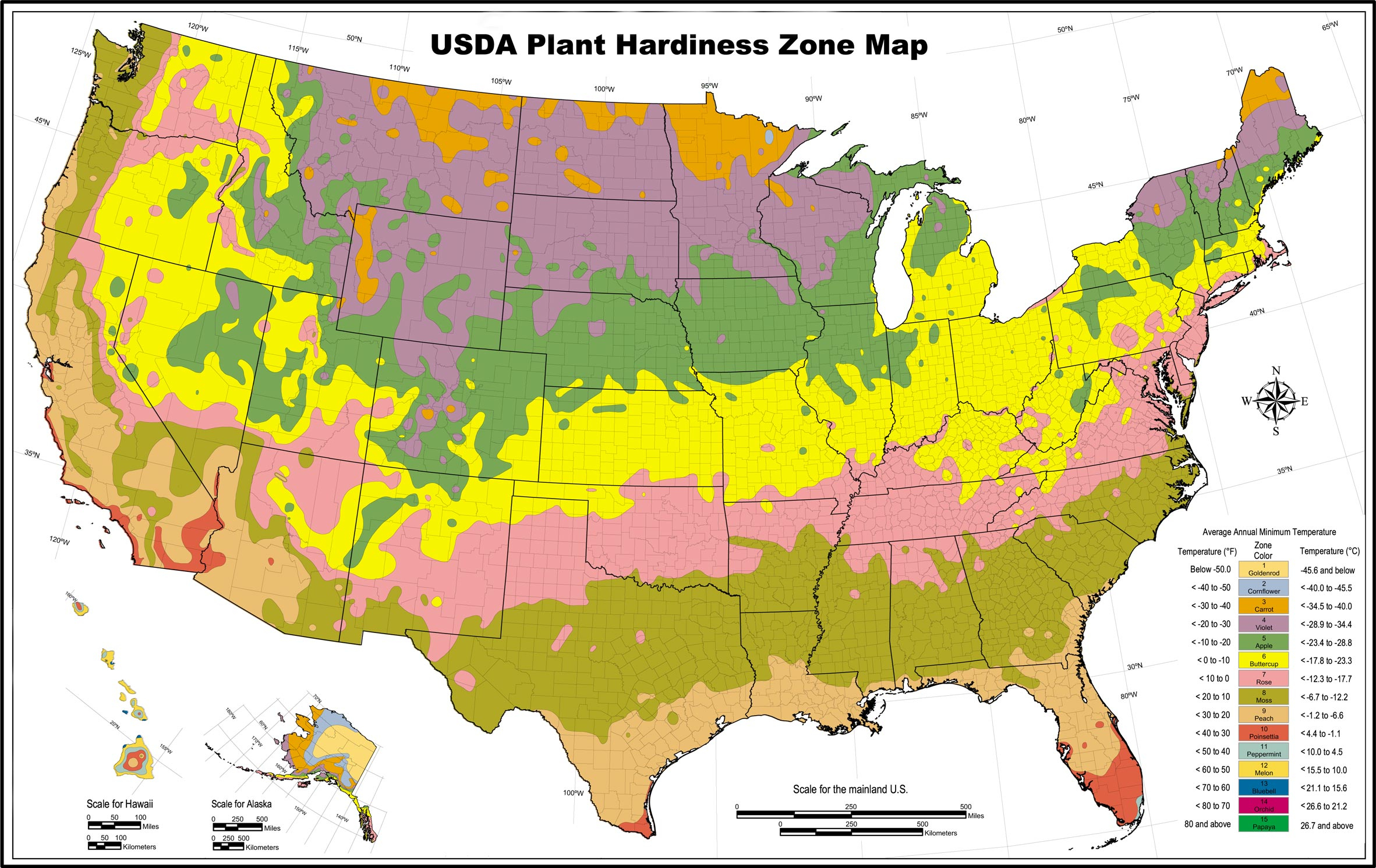 Usda Hardiness Zones Outline Map With California Climate Zones Map - Growing Zone Map California