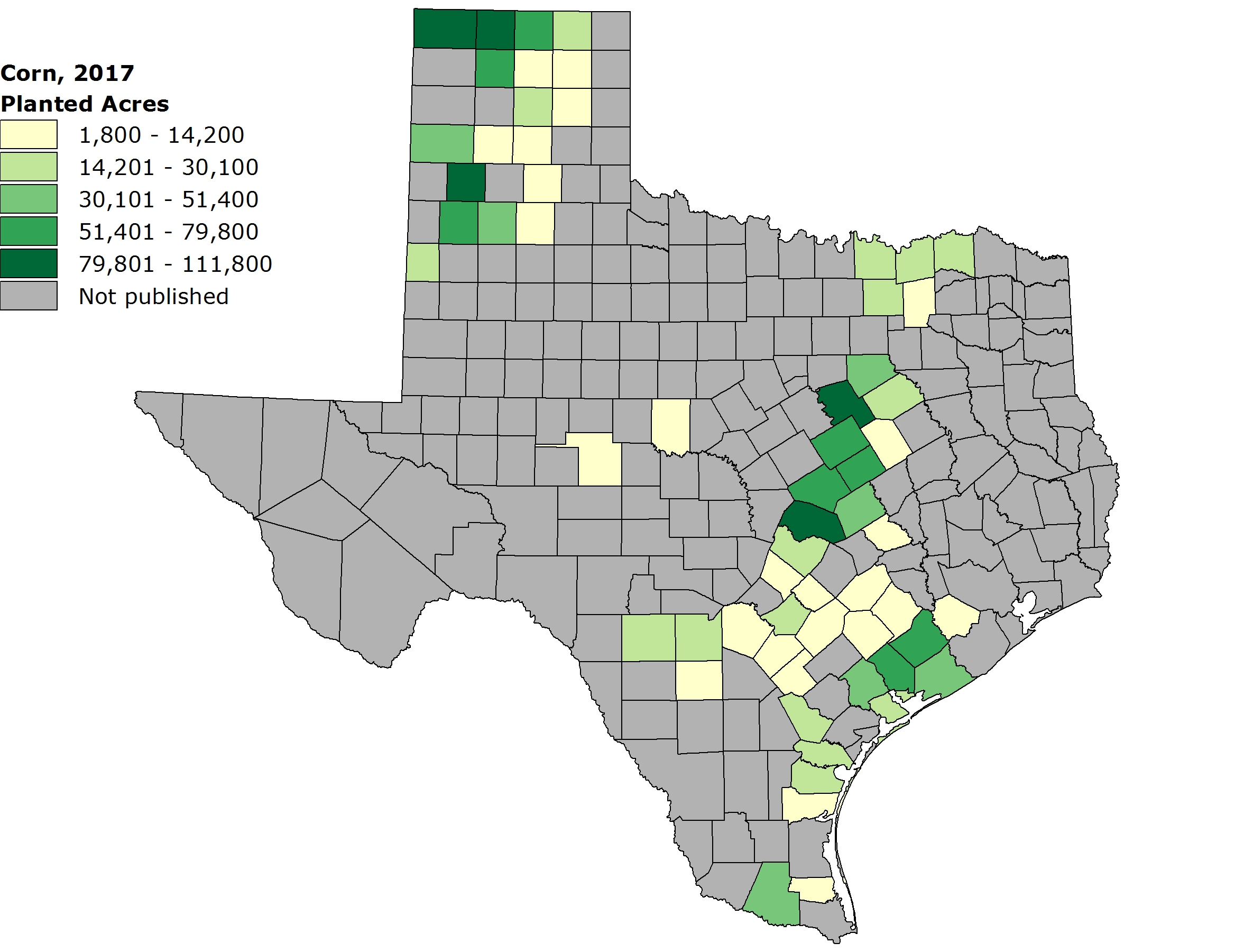 Usda - National Agricultural Statistics Service - Texas - County - Texas Wheat Production Map