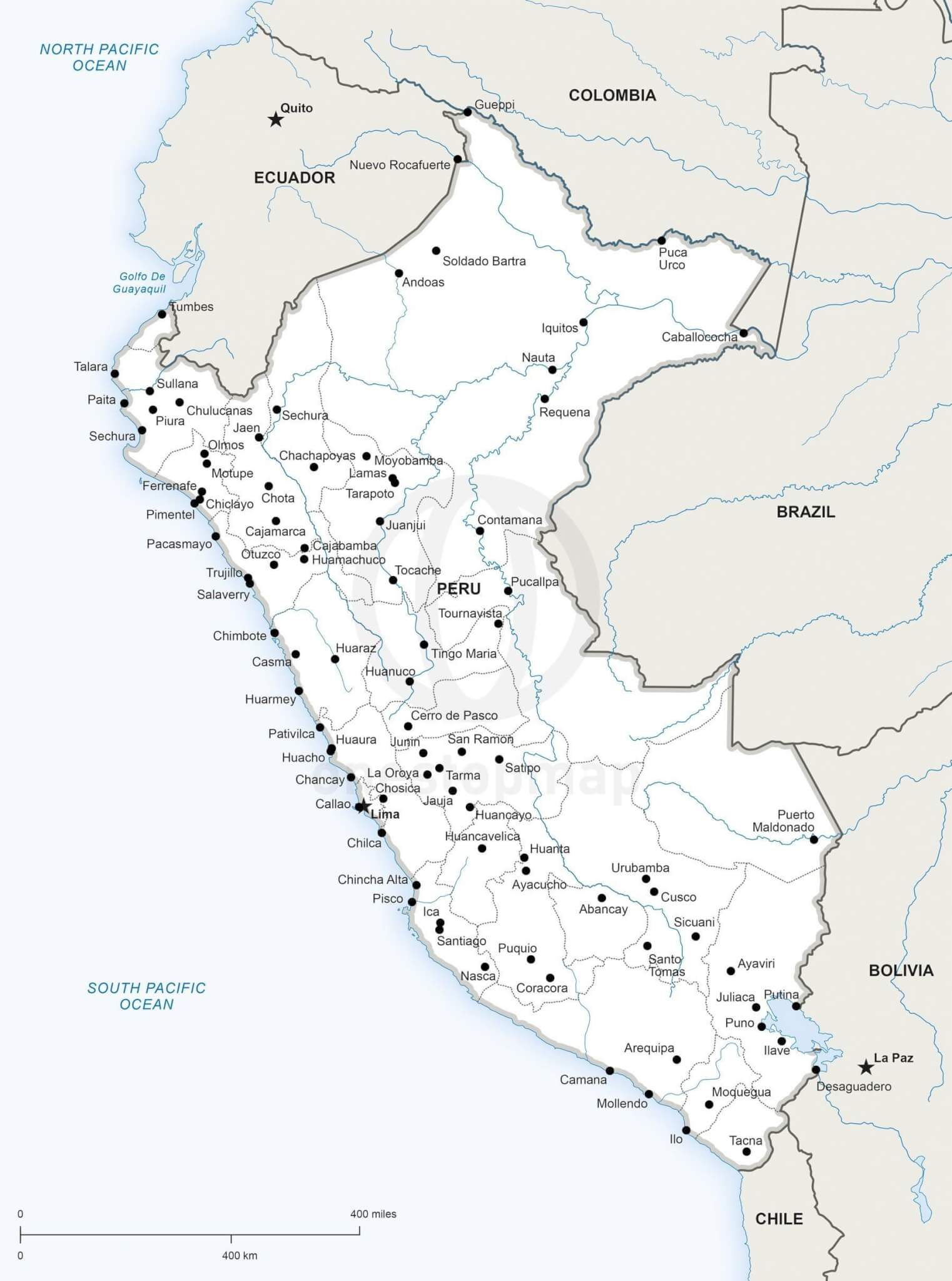 Vector Map Of Peru Political | One Stop Map - Printable Map Of Peru
