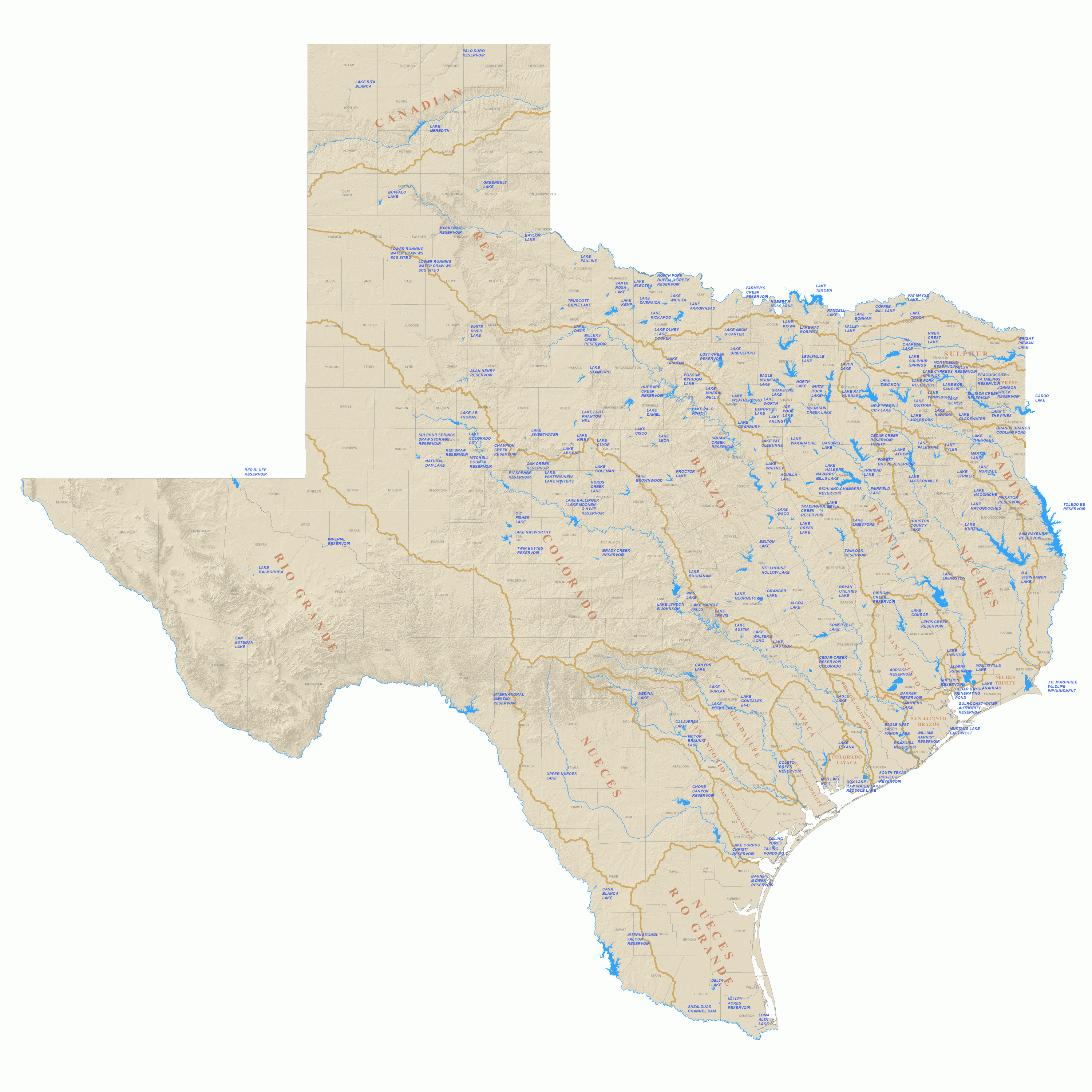 View All Texas Lakes &amp;amp; Reservoirs | Texas Water Development Board - Colorado River Map Texas