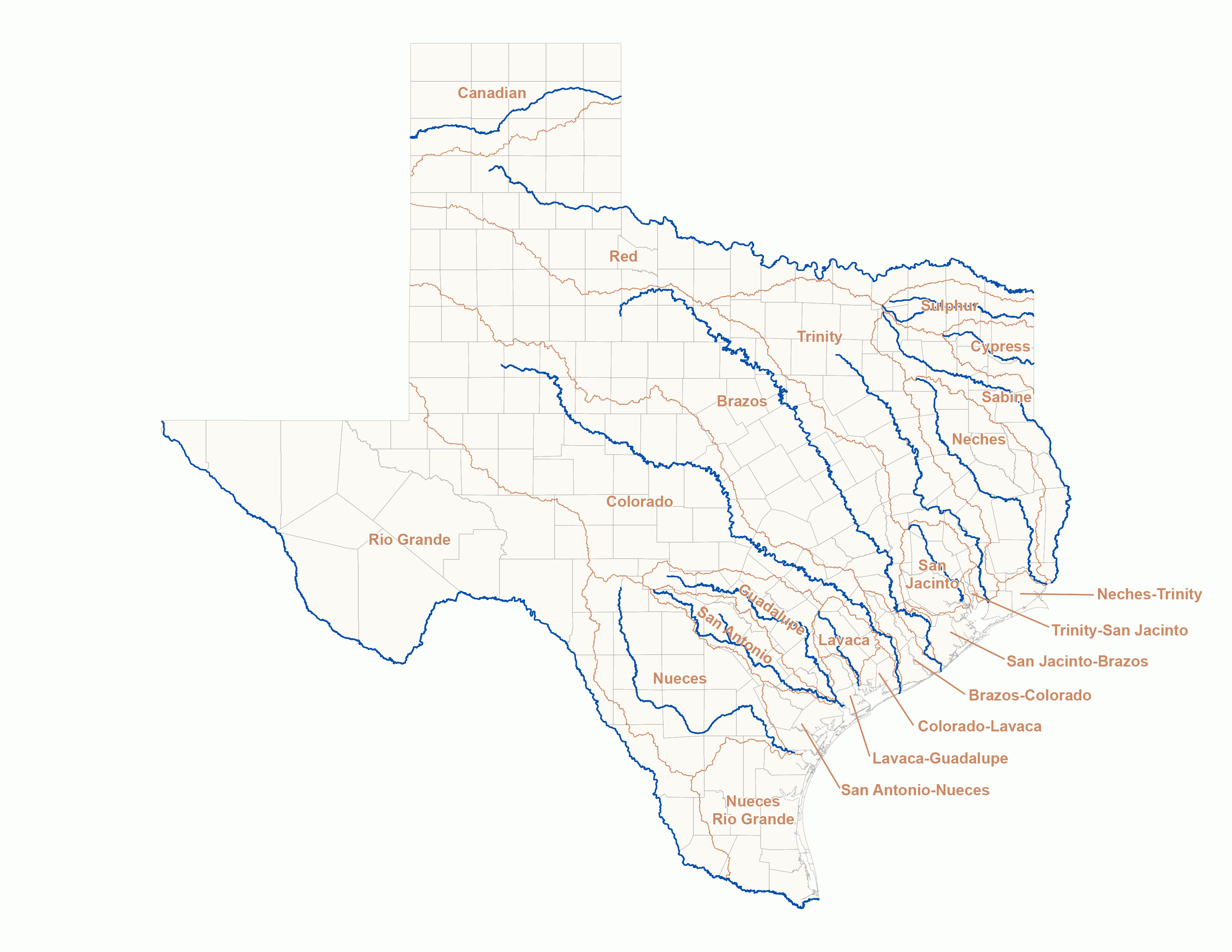 View All Texas River Basins | Texas Water Development Board - Texas Creeks And Rivers Map