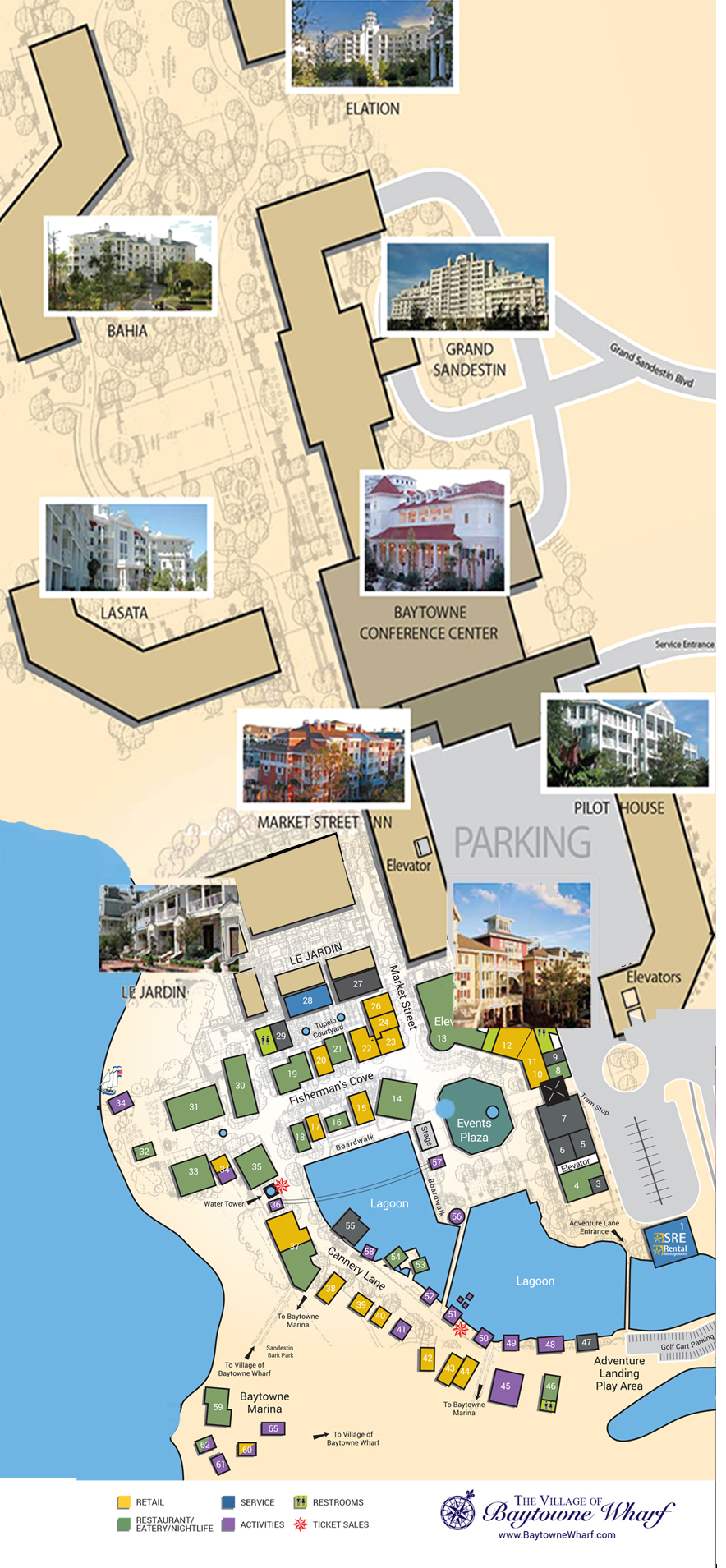 Village Map | The Village Of Baytowne Wharf | Located In Sandestin - Map Of Destin Florida Area