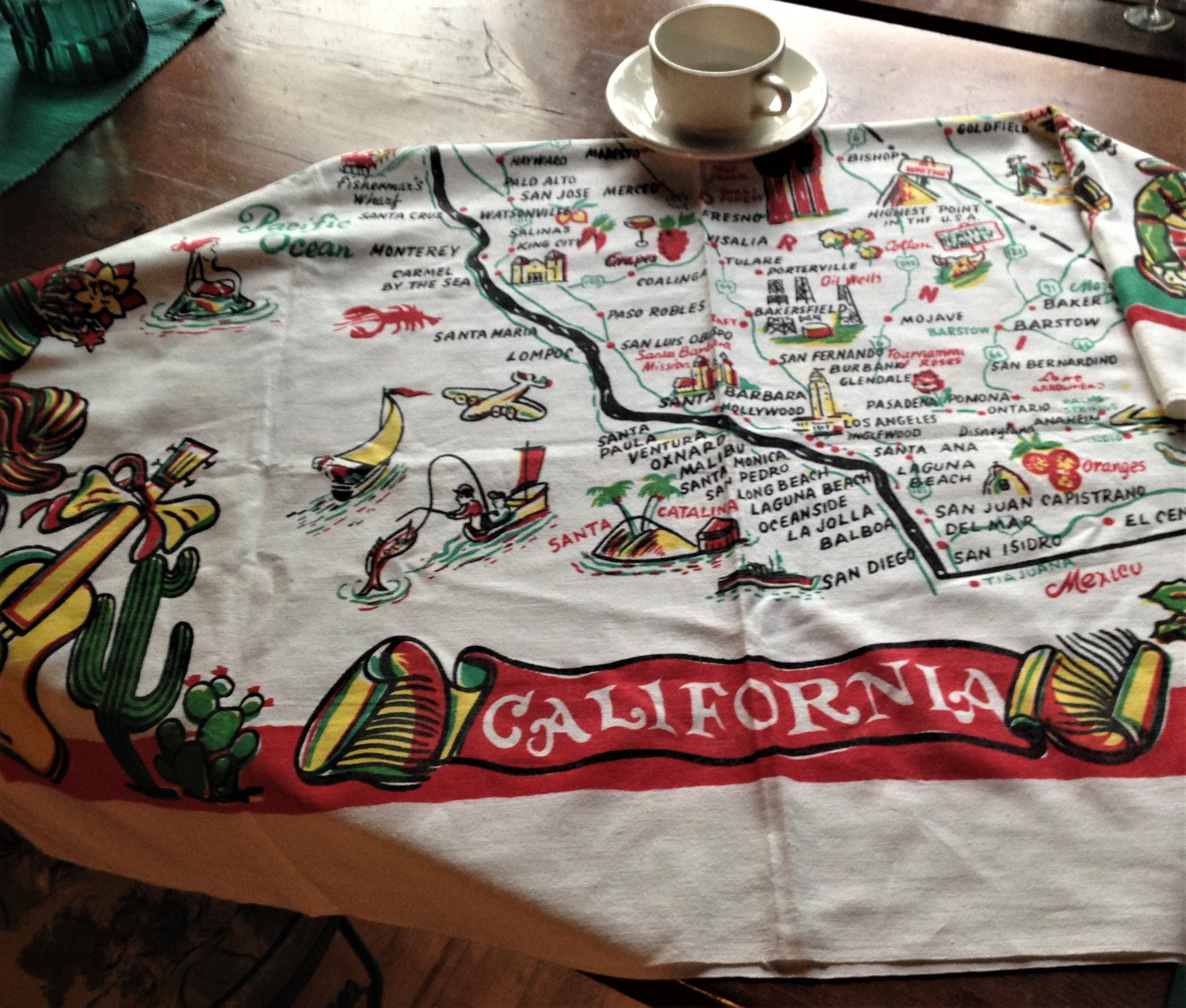 Vintage California Tablecloth California Map Tablecloth | Etsy - Vintage California Map Tablecloth