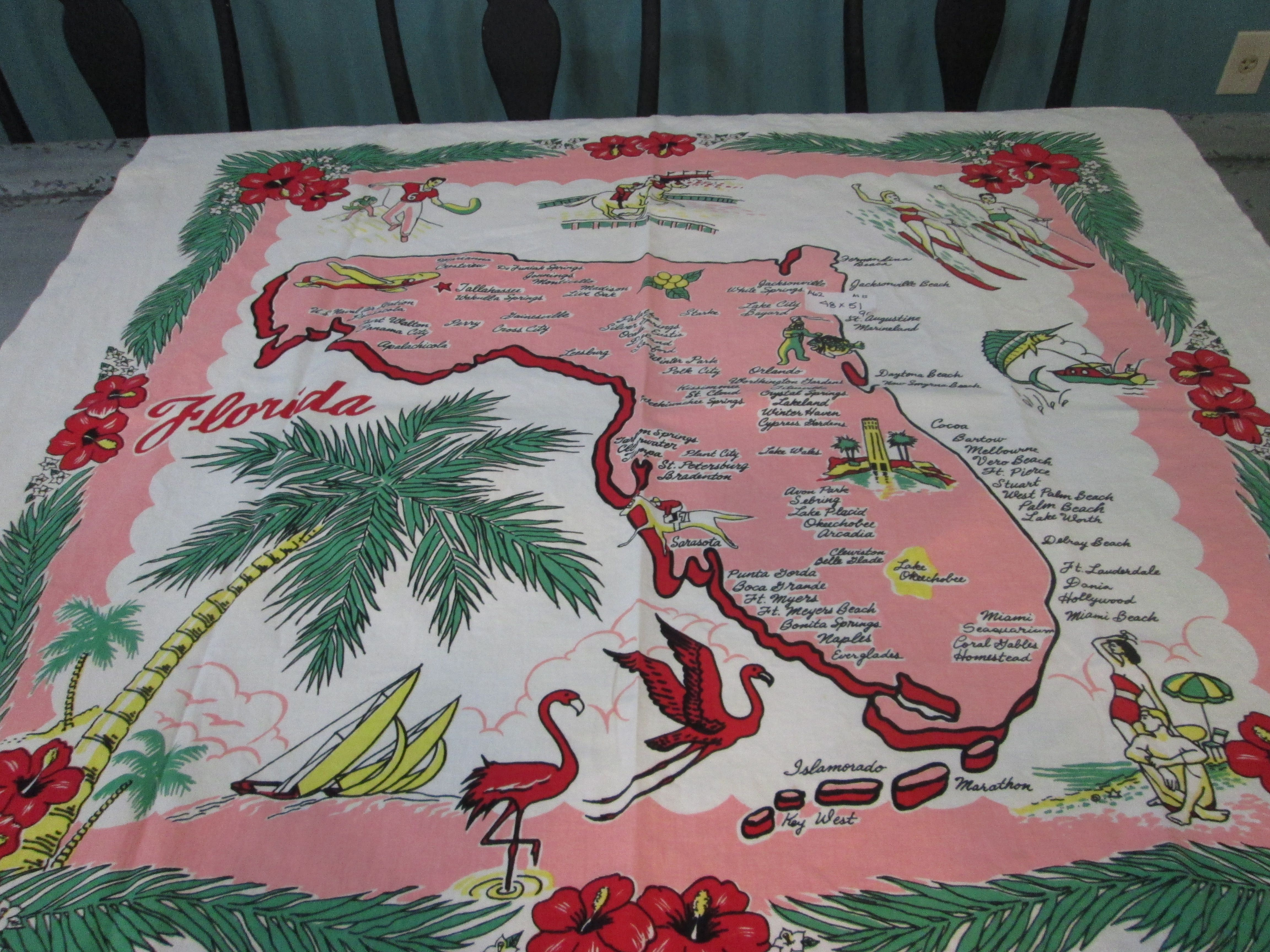 Vintage Florida Tablecloth | Donna Marie&amp;#039;s | Vintage Florida - Vintage Florida Map Tablecloth
