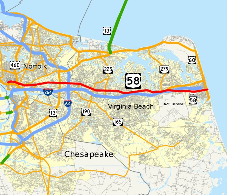 Virginia Beach Boulevard - Wikipedia - Printable Map Of Norfolk Va ...