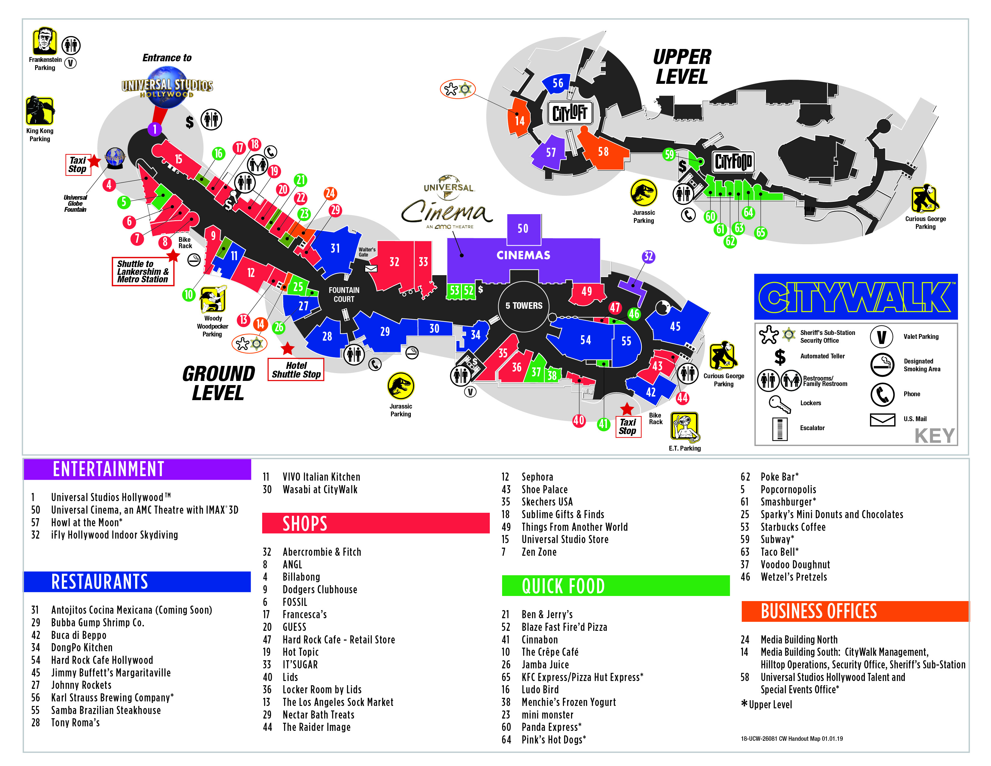 Visitor Map | Citywalk Hollywood - Universal Studios Florida Citywalk Map