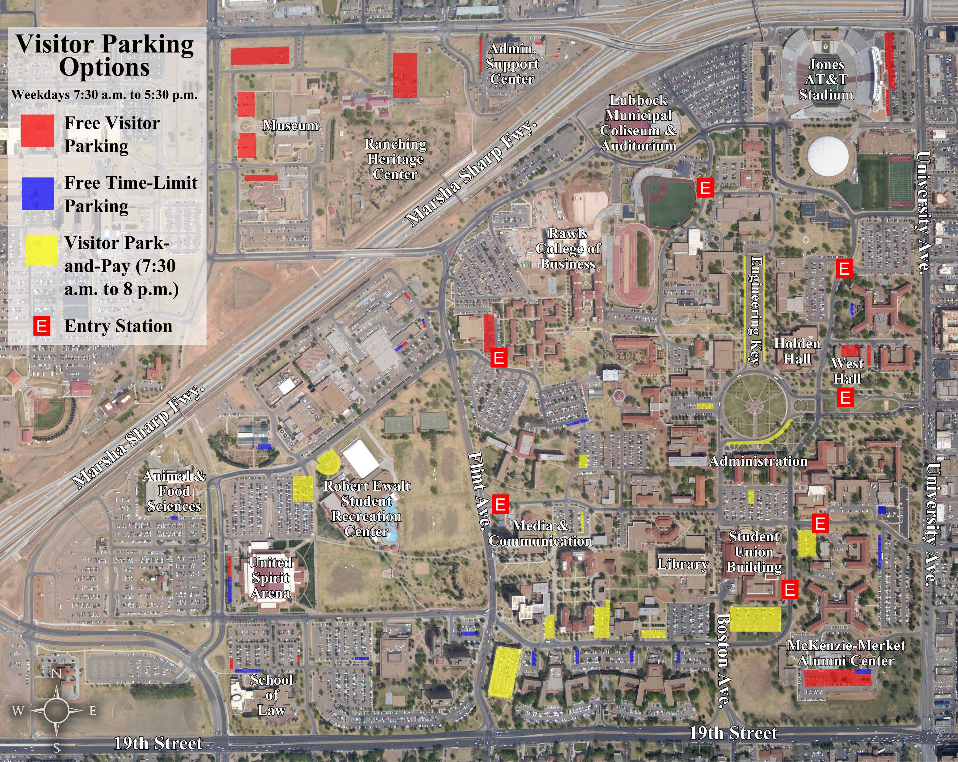 Visitor Parking Map | Transportation &amp;amp; Parking Services | Ttu - Texas Tech Football Parking Map 2017
