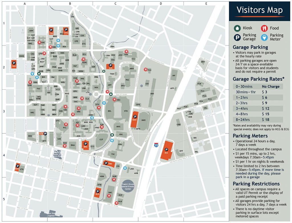 Visitor's Map | Parking & Transportation | The University Of Texas