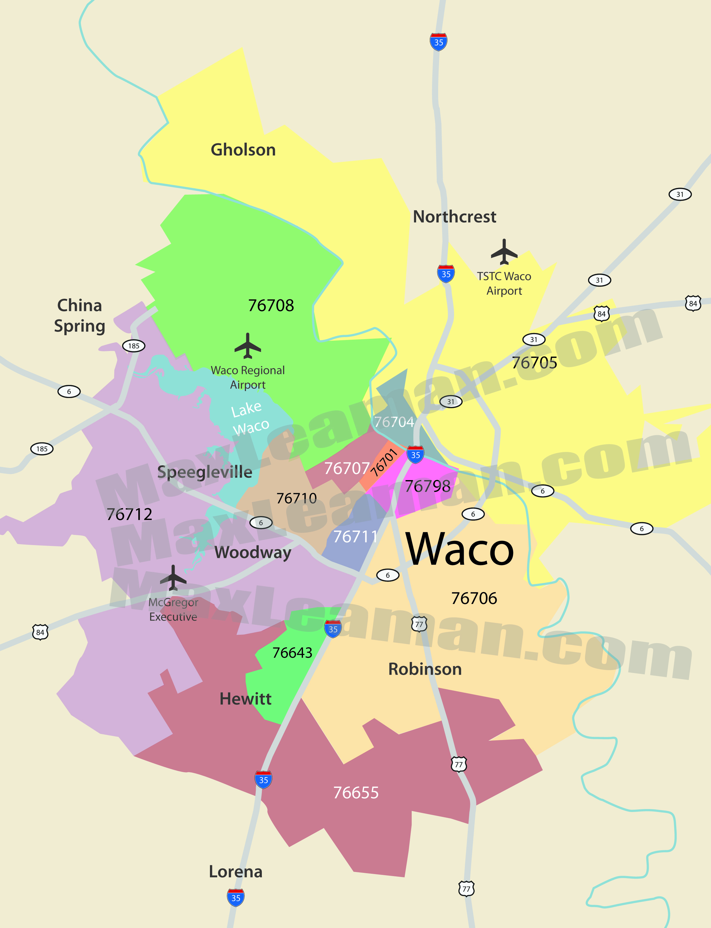 Waco Zip Code Map | Mortgage Resources - Map Of Midland Texas And Surrounding Areas