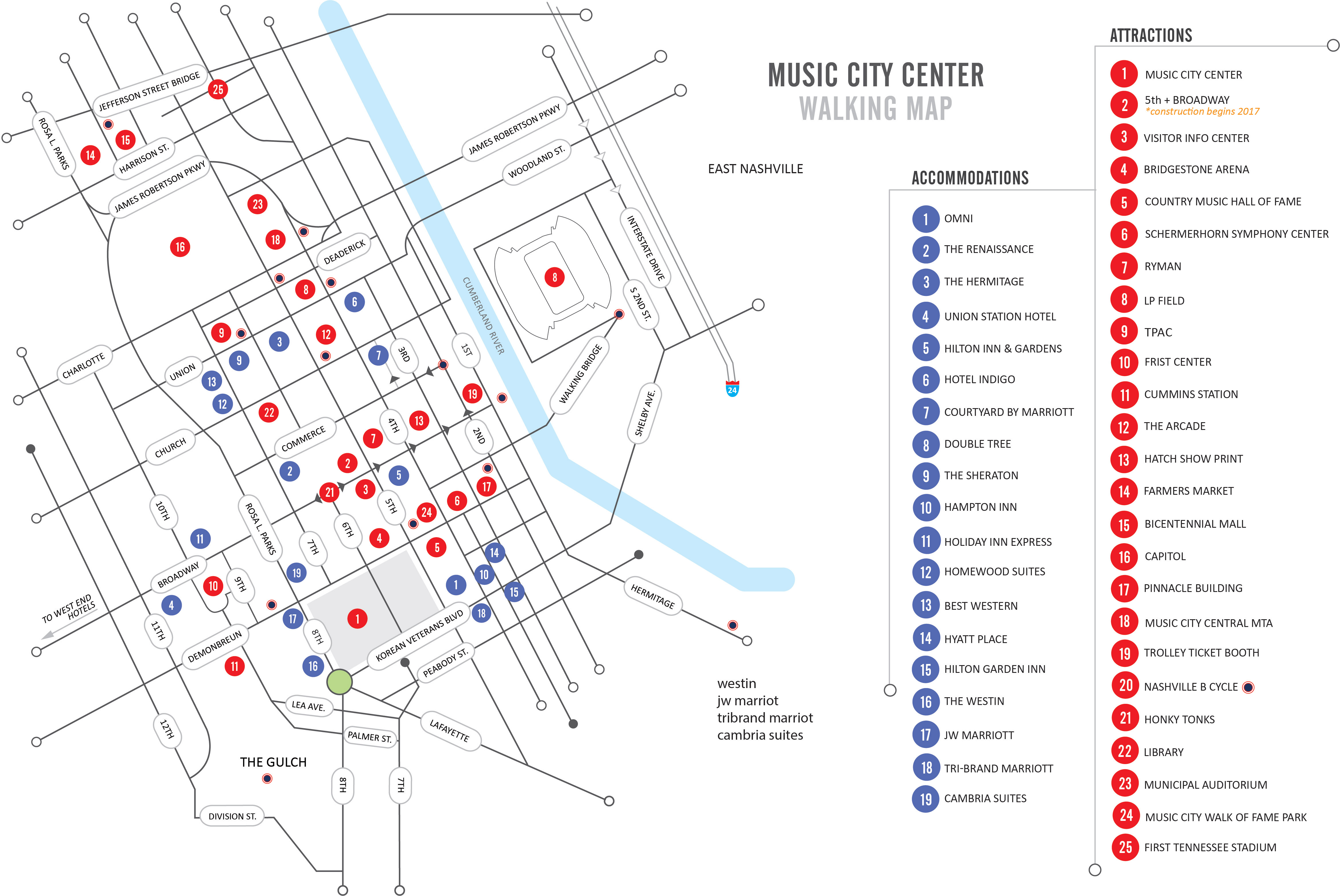 Walking Map | Nashvillemusiccitycenter - Printable Map Of Nashville