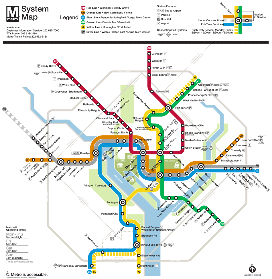 Washington, D.c. Subway Map | Rand - Printable Dc Metro Map
