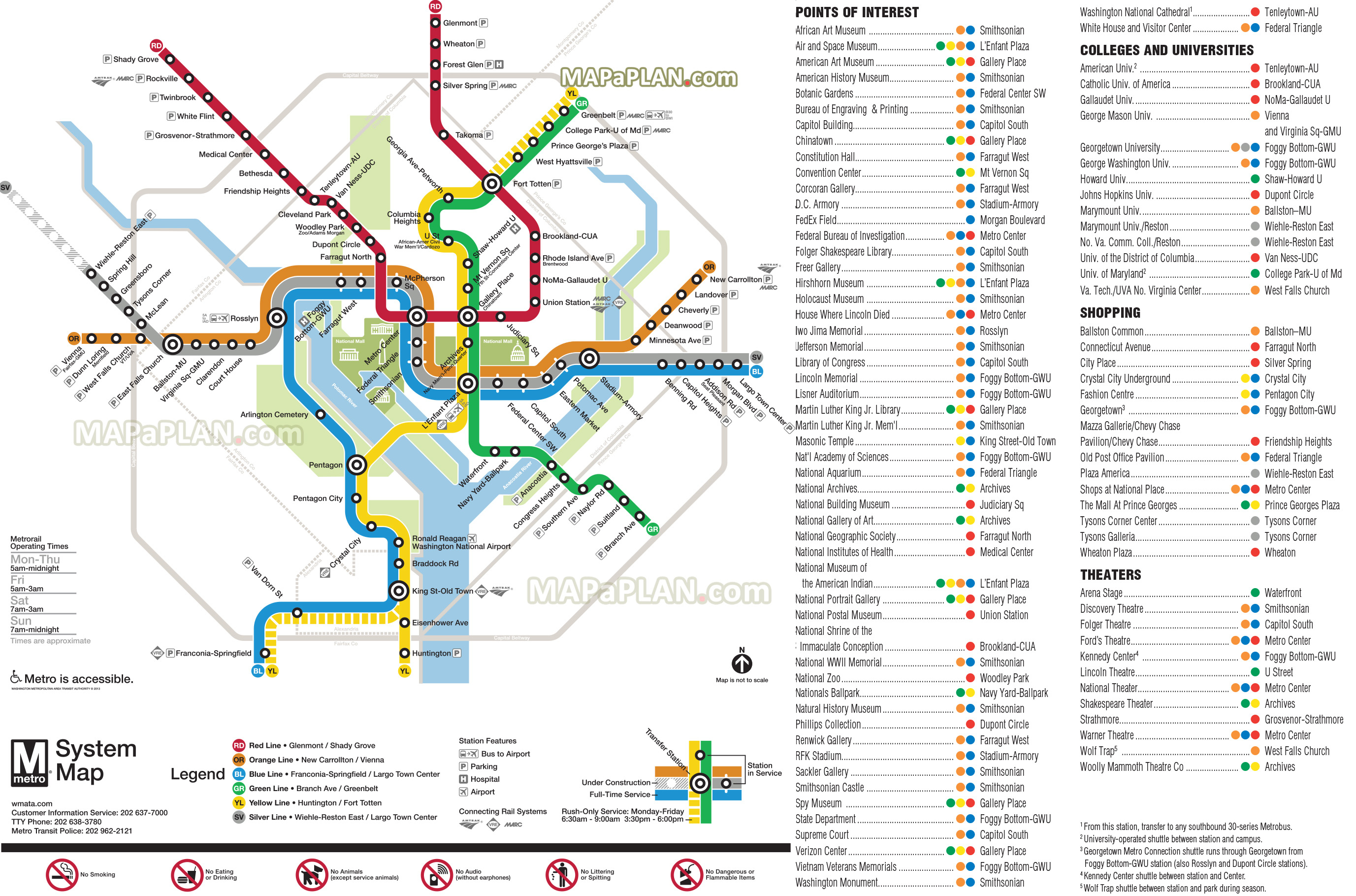 Washington Dc Map - Metrorail Metro Lines Transit (Subway - Printable Dc Metro Map
