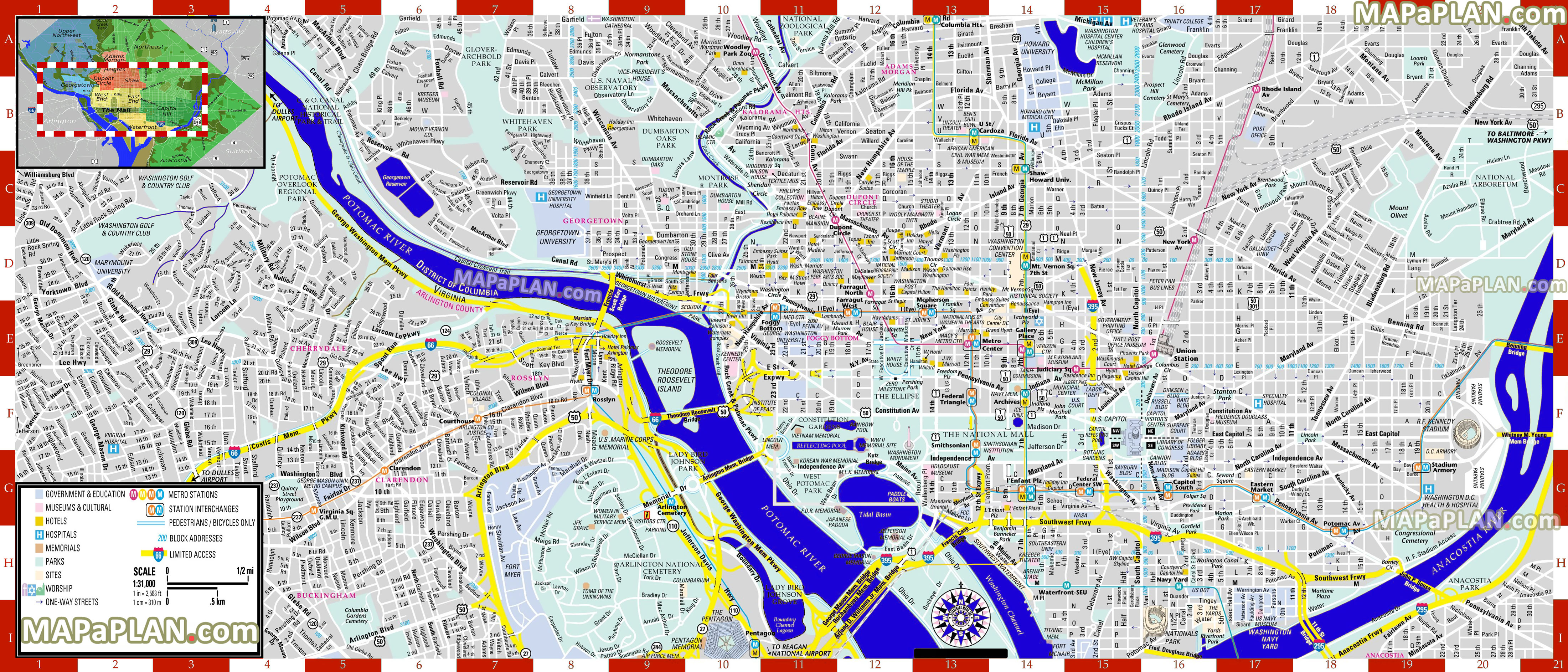 Washington Dc Maps - Top Tourist Attractions - Free, Printable City - Printable Map Of Washington Dc