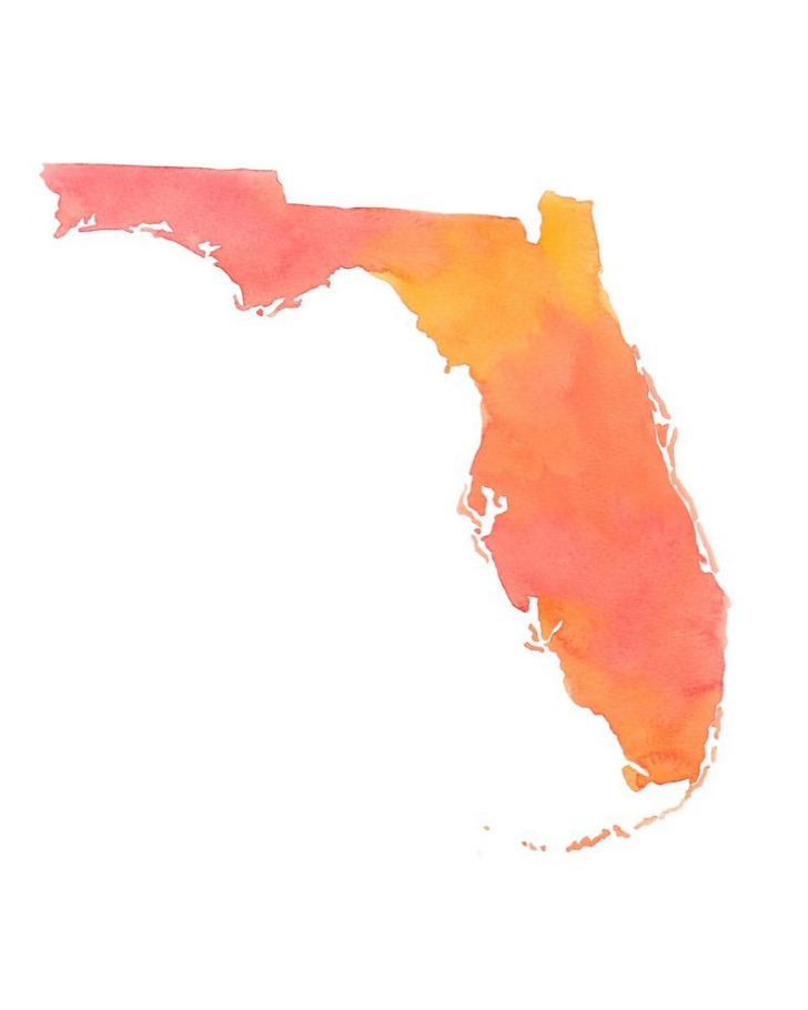 Watercolor Florida Map