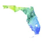 Watercolor Map Of Florida, In Blue And Green Paintingandrea Hill   Where Is Watercolor Florida On A Map