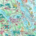 Watercolor Map Of Stuart Florida | Etsy   Watercolor Florida Map