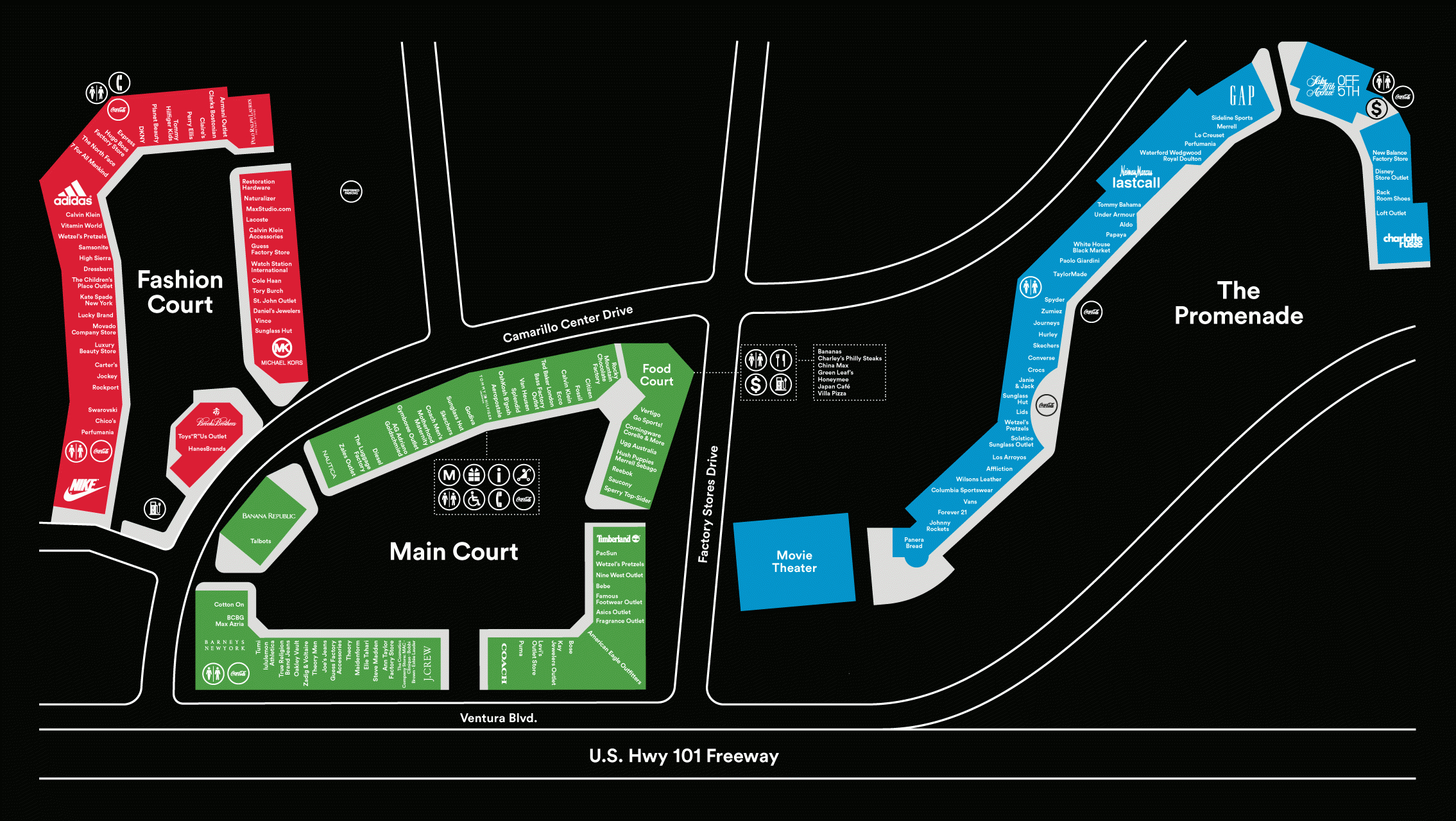 Welcome To Camarillo Premium Outlets® - A Shopping Center In - Southern California Outlet Malls Map