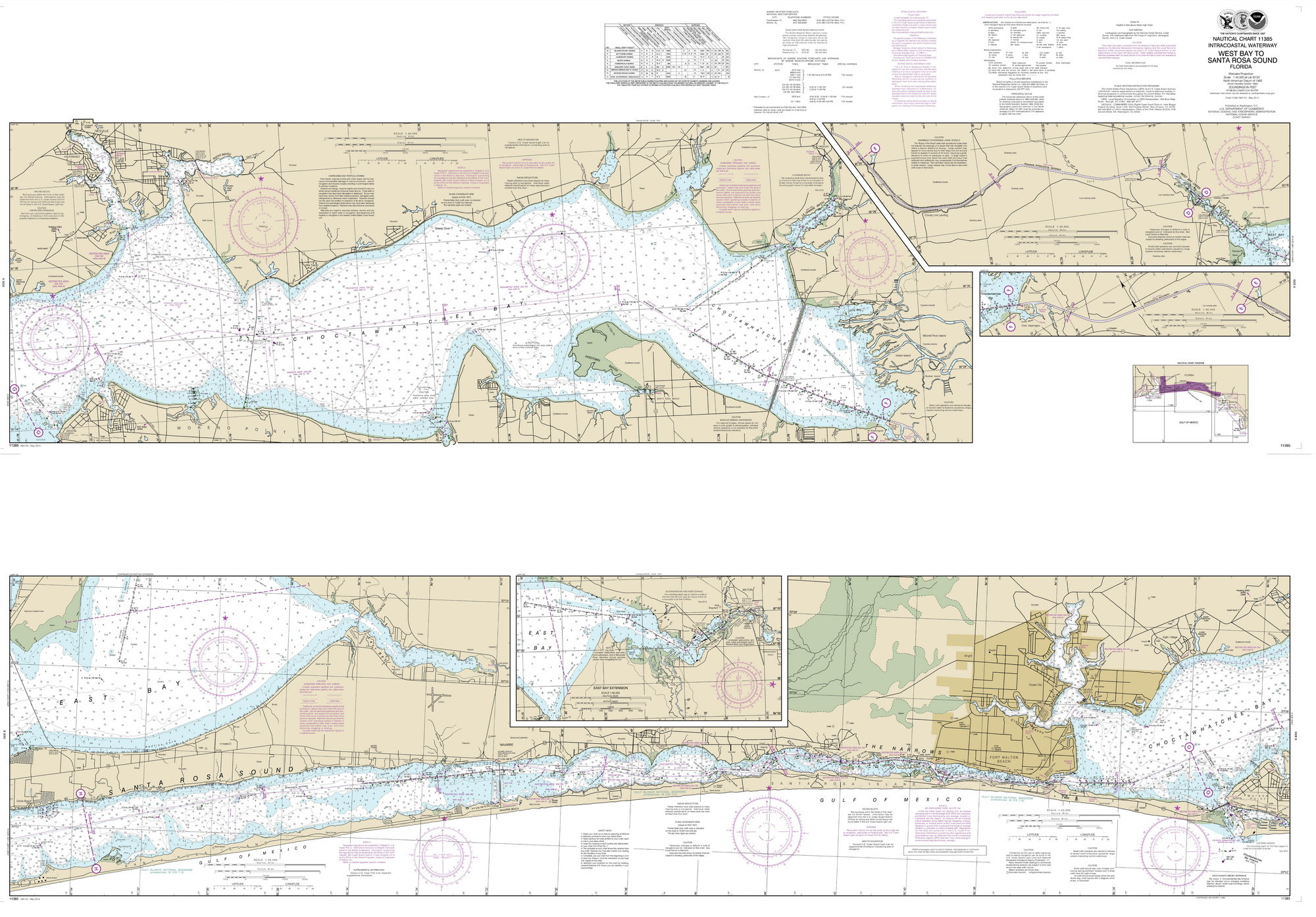 West Bay To Santa Rosa Sound 2014 Map Old Nautical Chart | Etsy - Santa Rosa Sound Florida Map