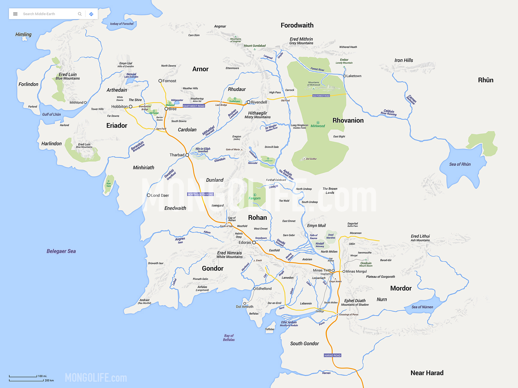 What Middle-Earth Would Look Like In Google Maps : Lotr - Google Earth Texas Map