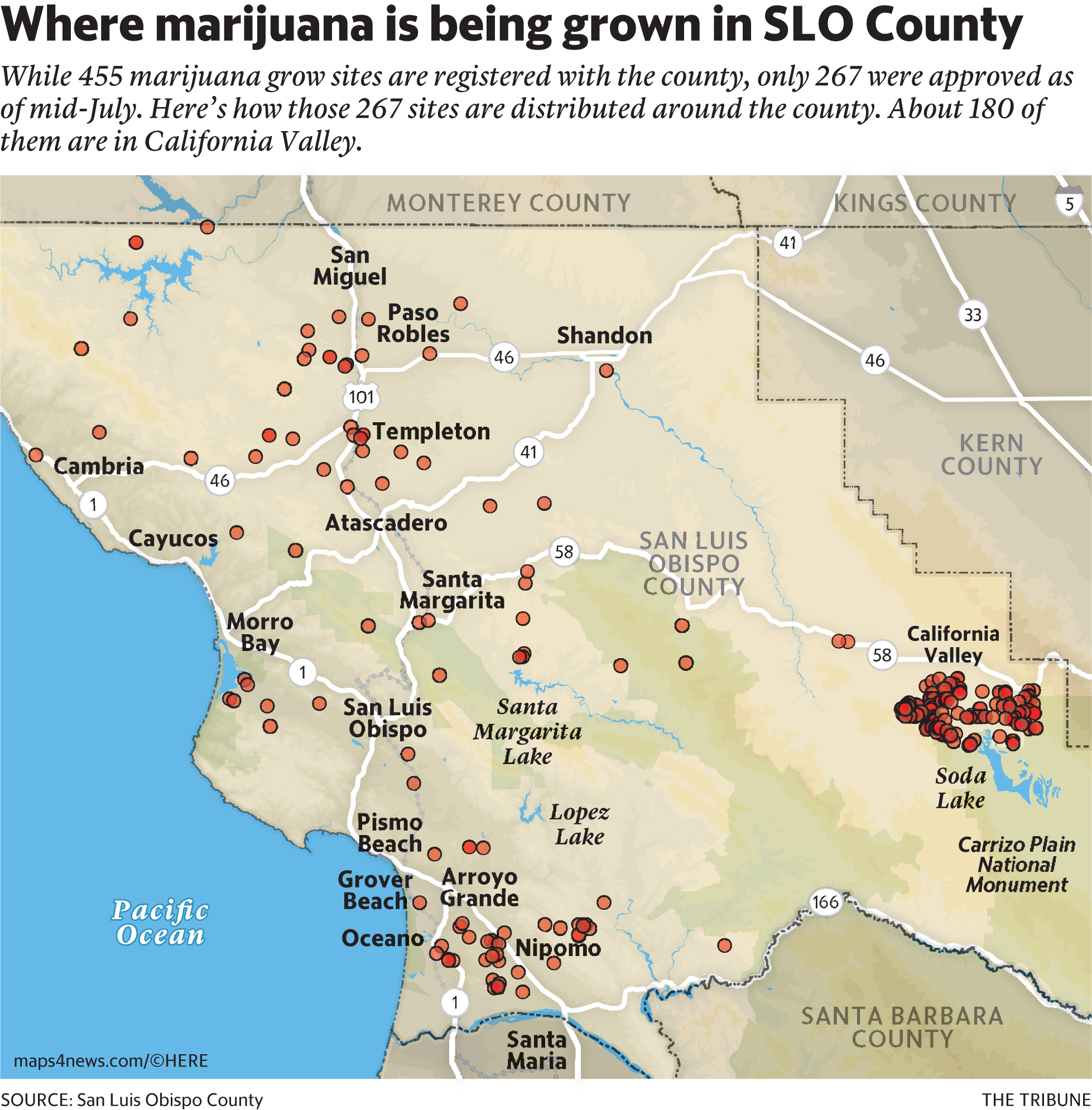 Where Marijuana Is Being Grown In Slo County, California | San Luis - California Valley Map