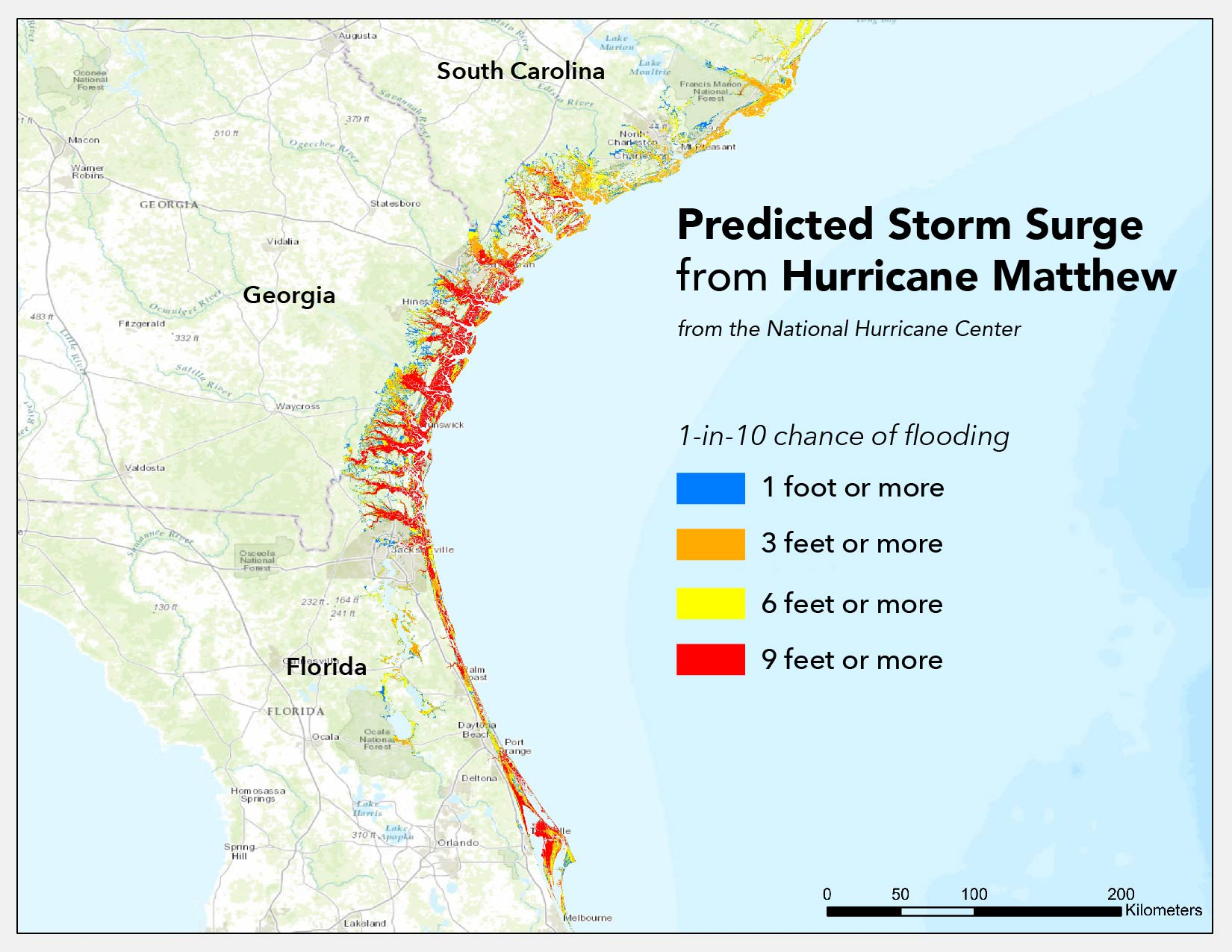 Where Will Hurricane Matthew Cause The Worst Flooding? | Temblor - South Florida Flood Map
