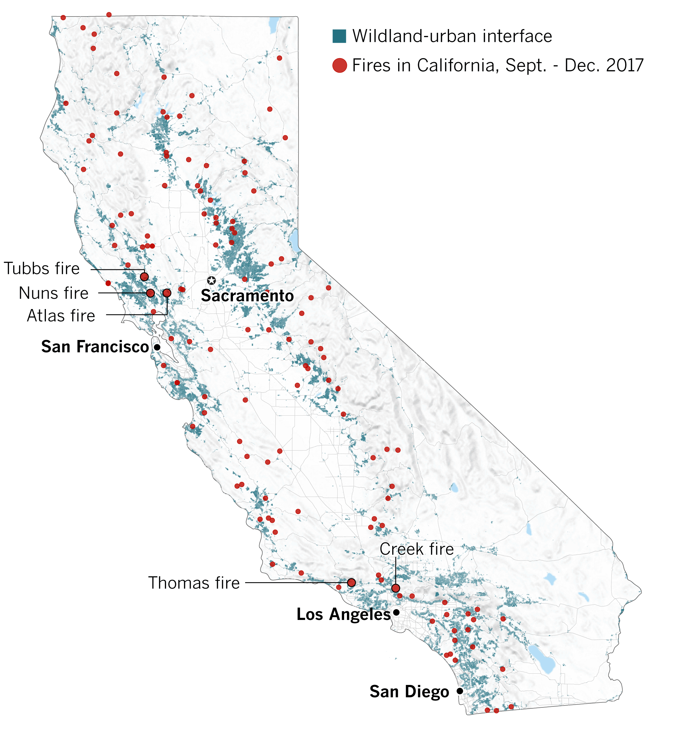 Why The 2017 Fire Season Has Been One Of California&amp;#039;s Worst - Los - Fires In California 2017 Map